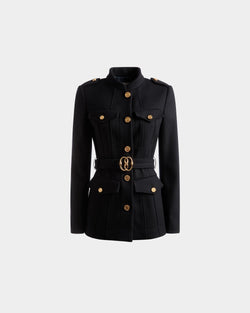 Veste avec ceinture En laine bleu marine