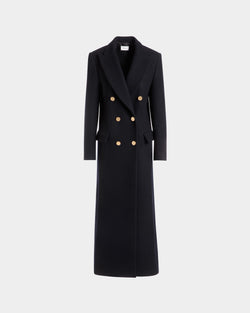 Pardessus Croisé En Laine Navy Blue