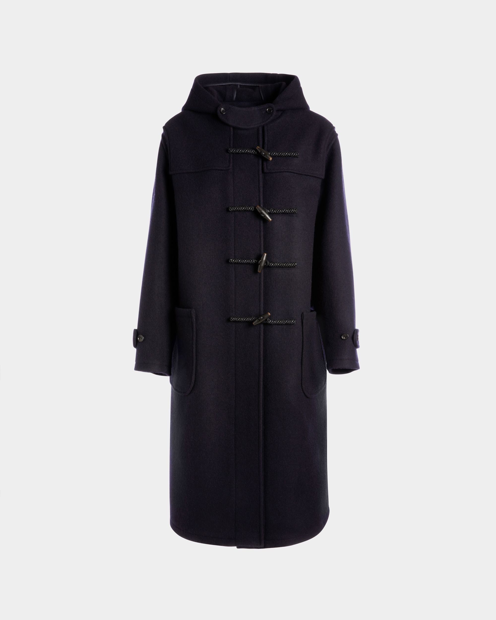 Bally Global - Duffel Coat In Navy Blue Wool - Blue