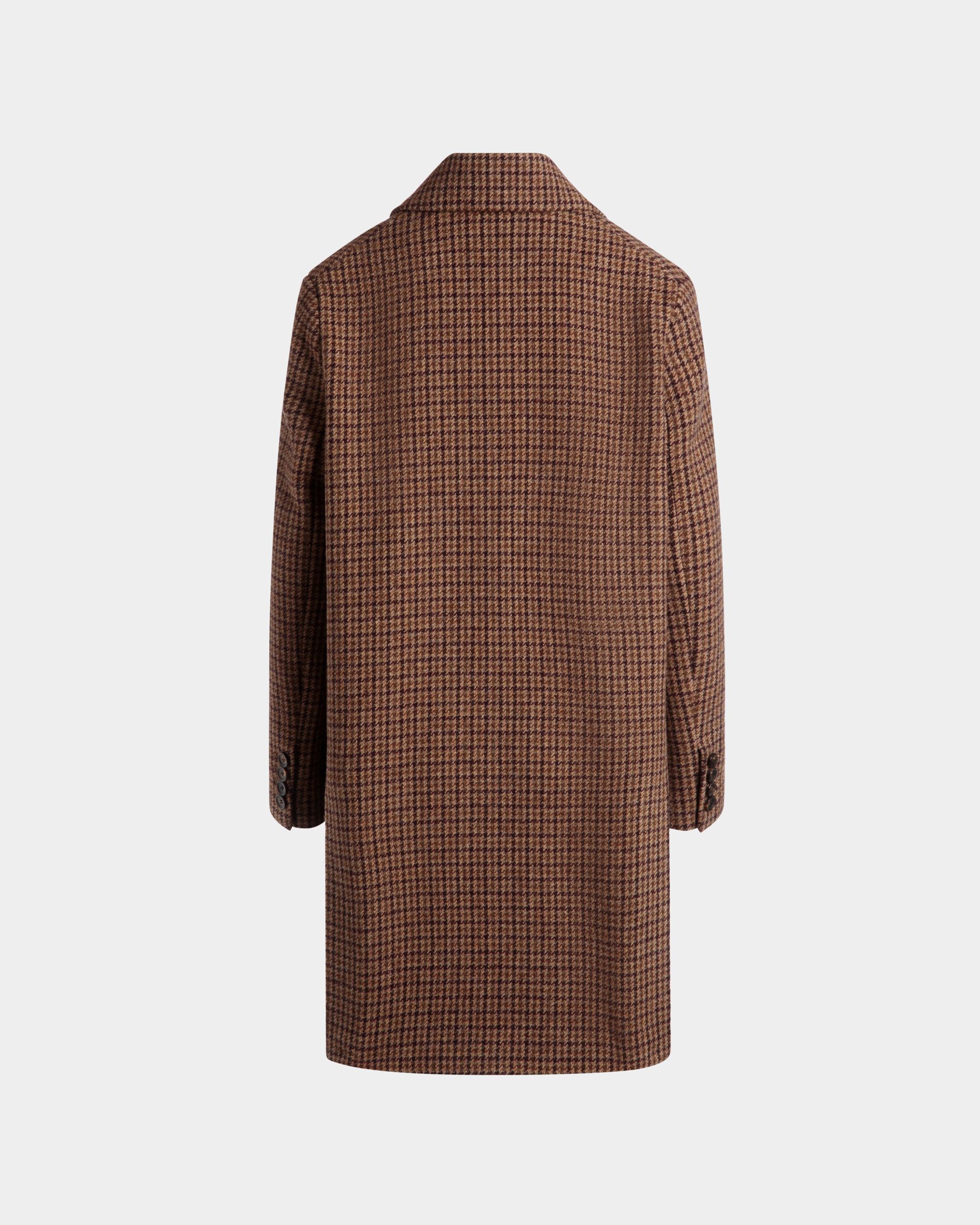 Bally Global - Midi Coat In Multibrown Check Wool - Brown
