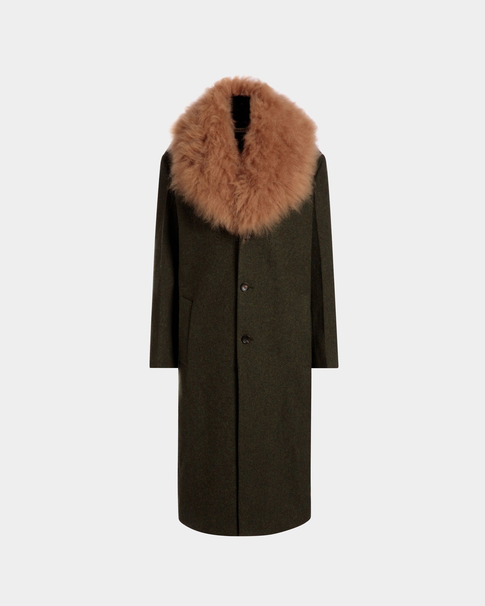 Bally Global - Single-Breasted Coat In Dark Green Wool - Vert