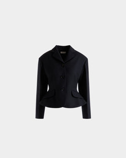 Blazer in Navy Blue Wool