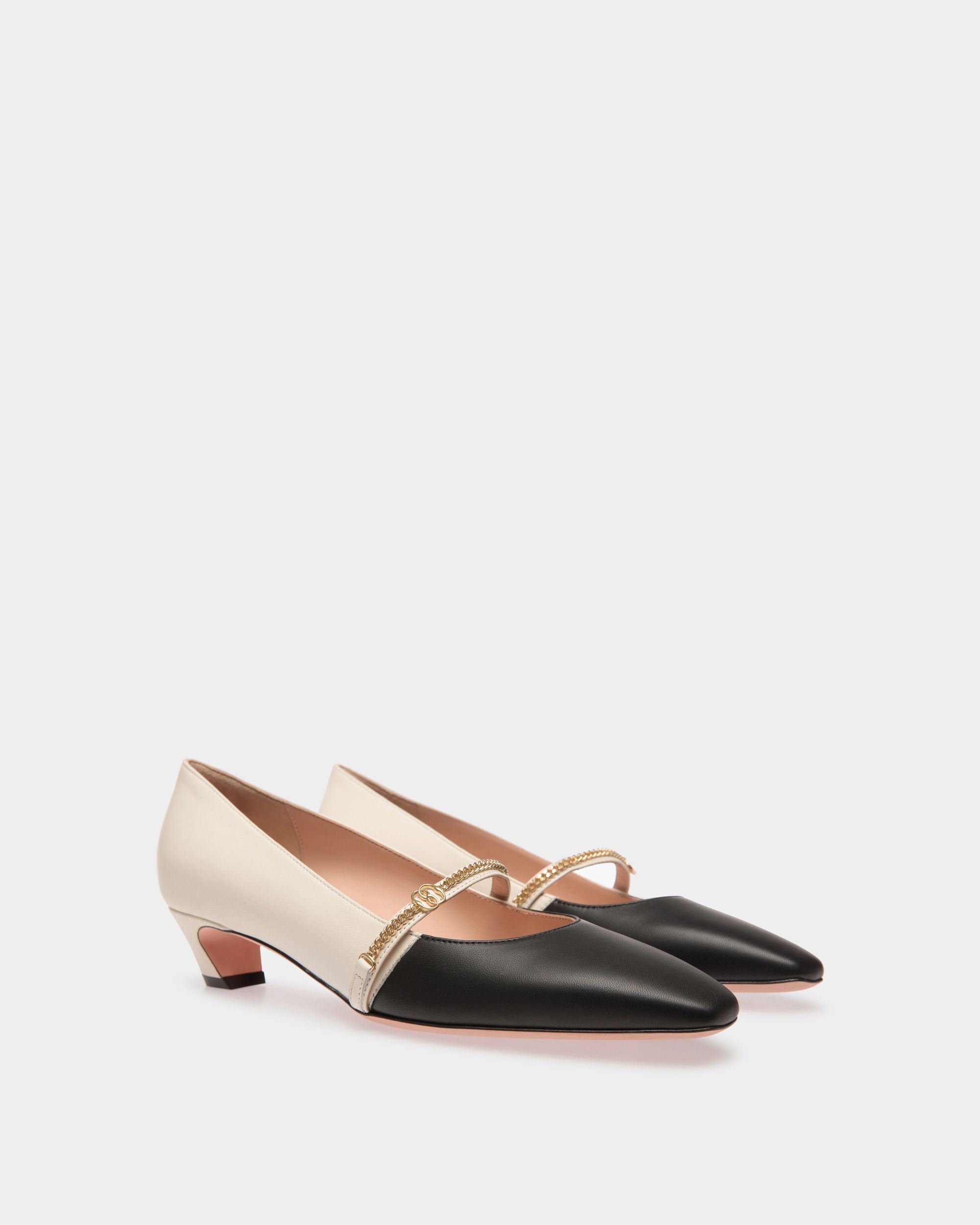 Bally Global - Sylt Mary-Jane Pump In Black And White Leather - Black