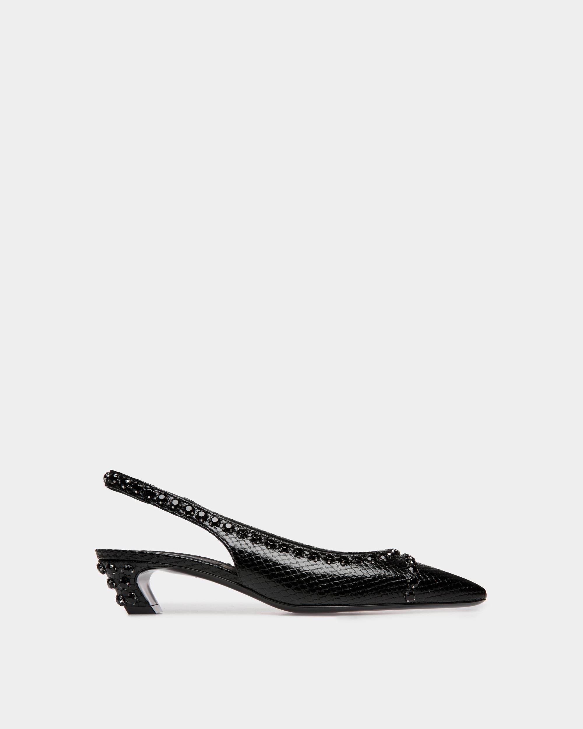 Bally Global - Sylt Slingback Pump in Black Python Printed Leather - Black