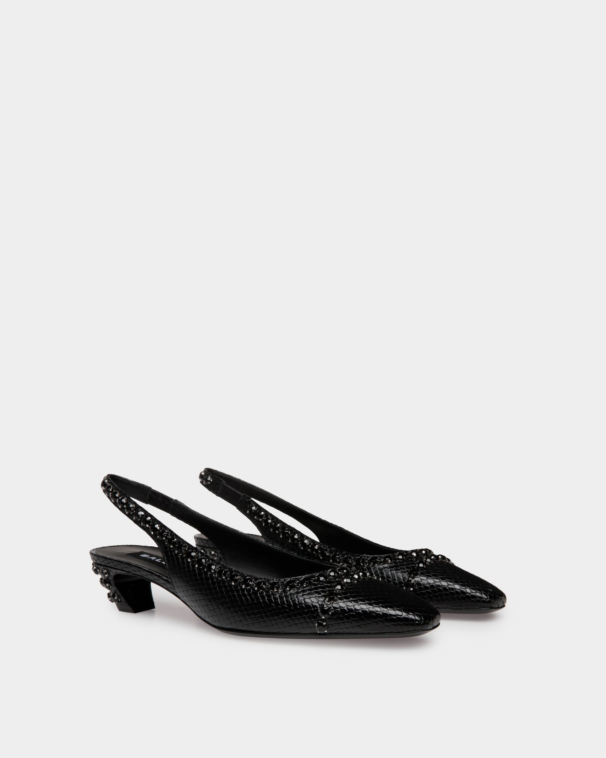 Bally Global - Sylt Slingback Pump in Black Python Printed Leather - Black