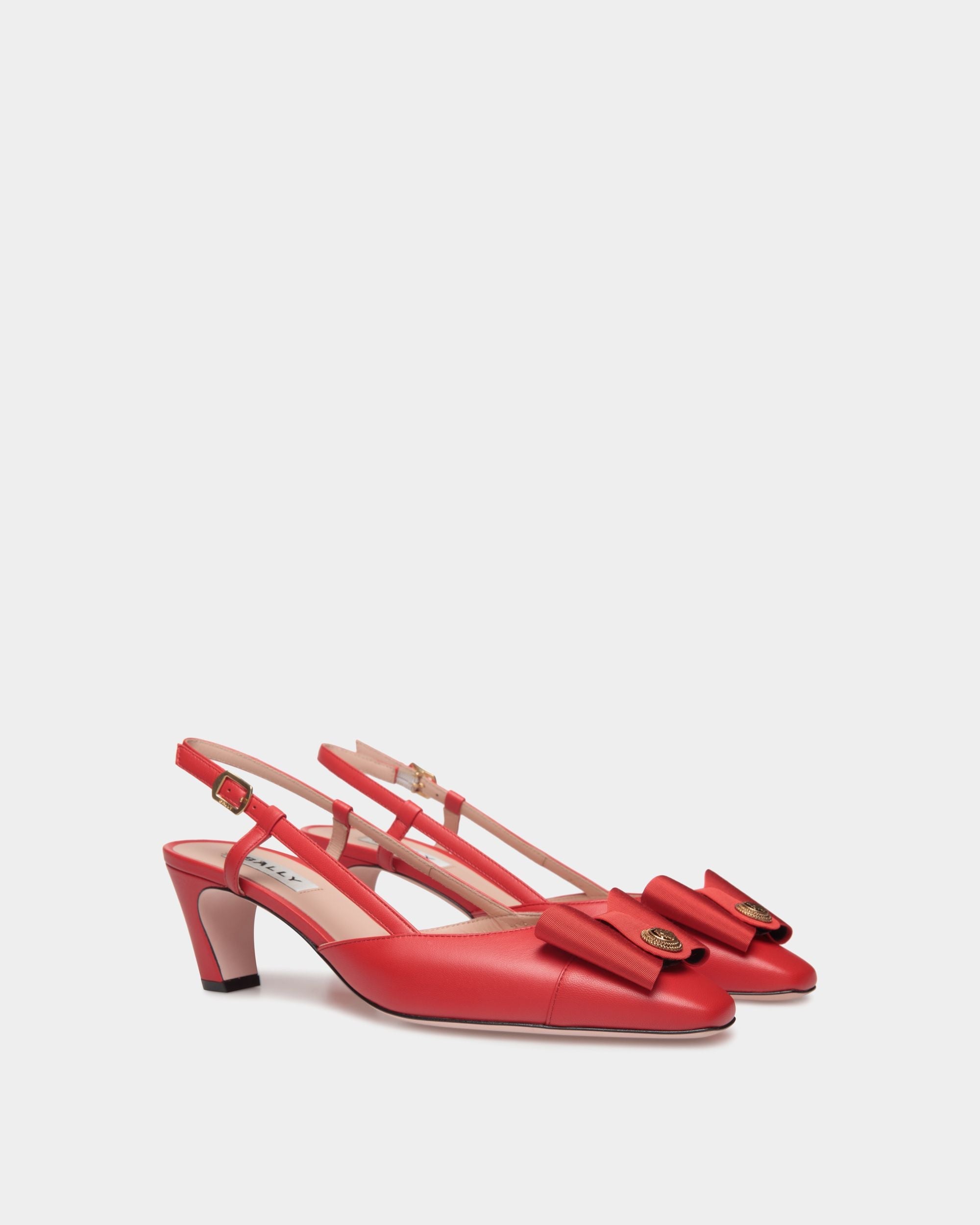 Bally Global - Zapato De Salón Destalonado B-Bow De Piel Roja - Rojo
