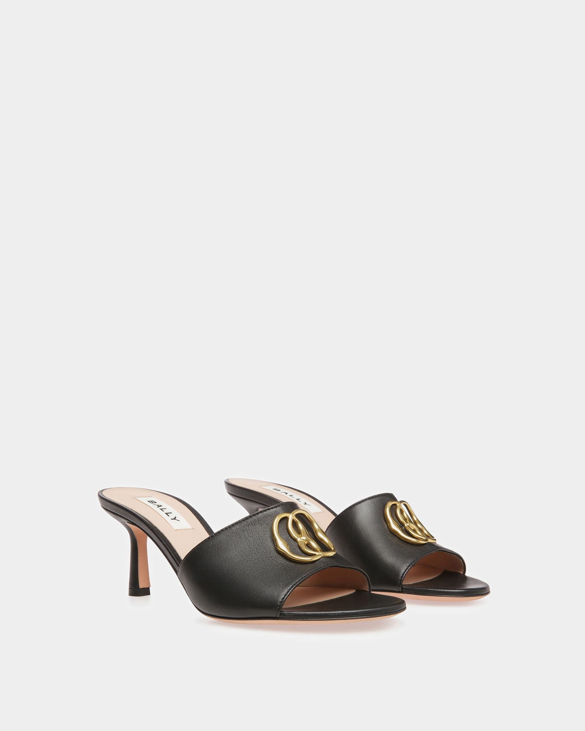 Bally Global - Emblem Sandals In Black Leather - Negro