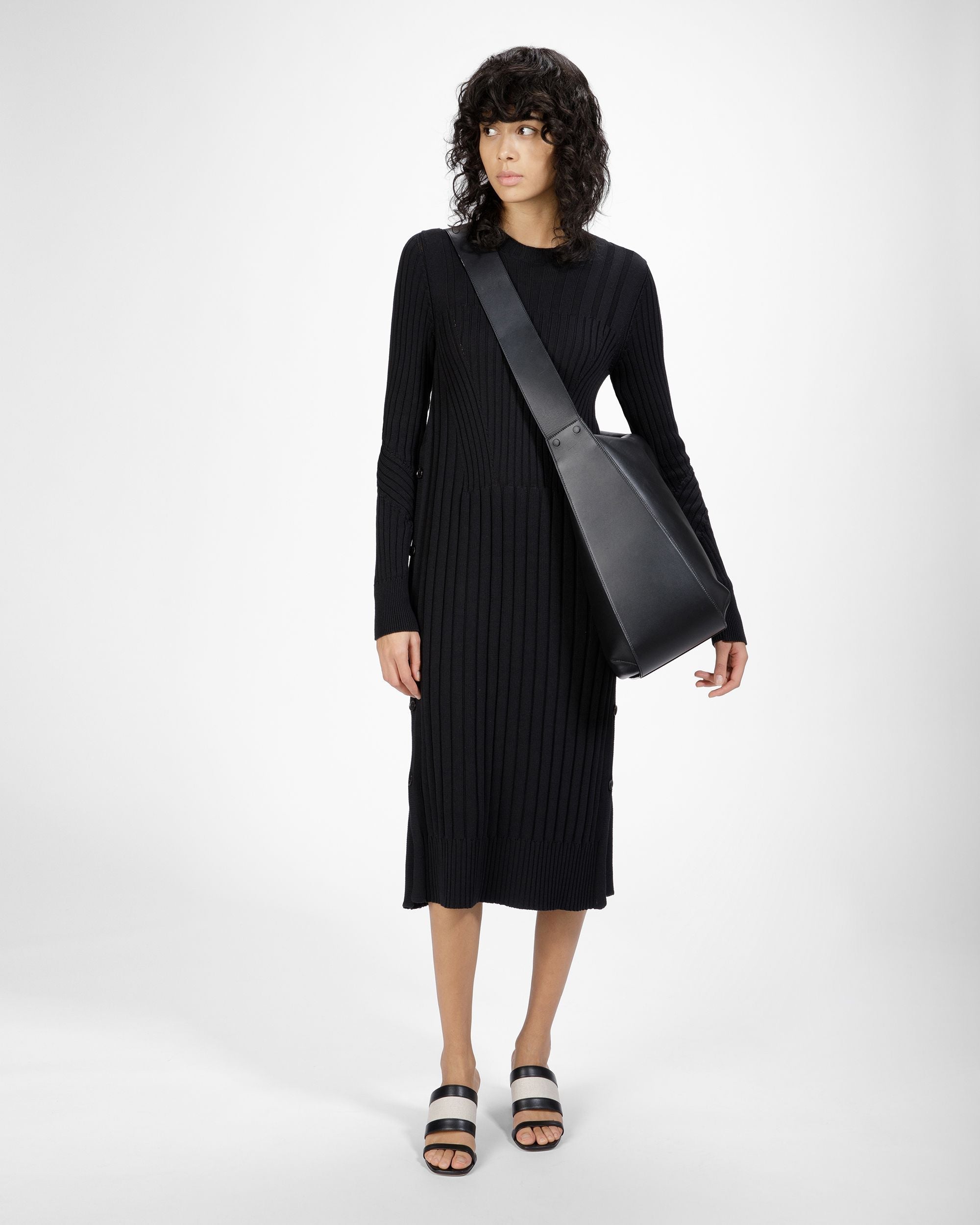 Bally Global - Bianka Canvas And Leather Mule In Natural And Black - Negro