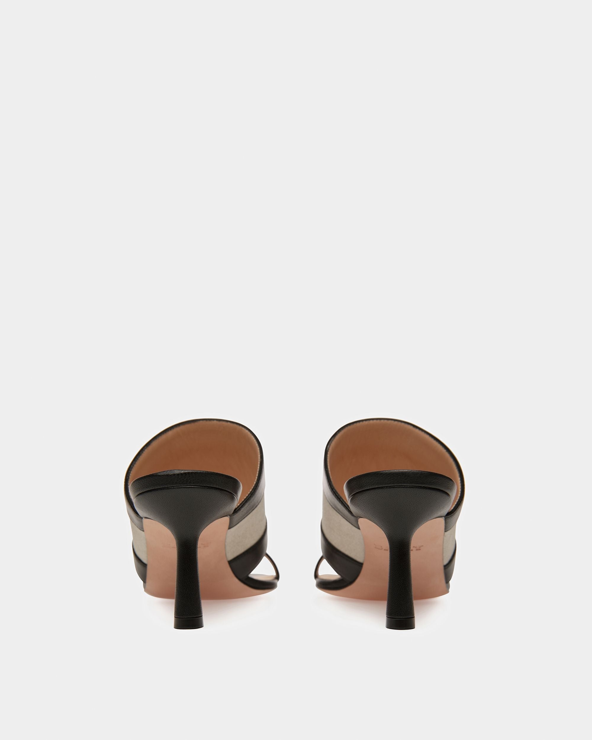 Bally Global - Bianka Canvas And Leather Mule In Natural And Black - Negro