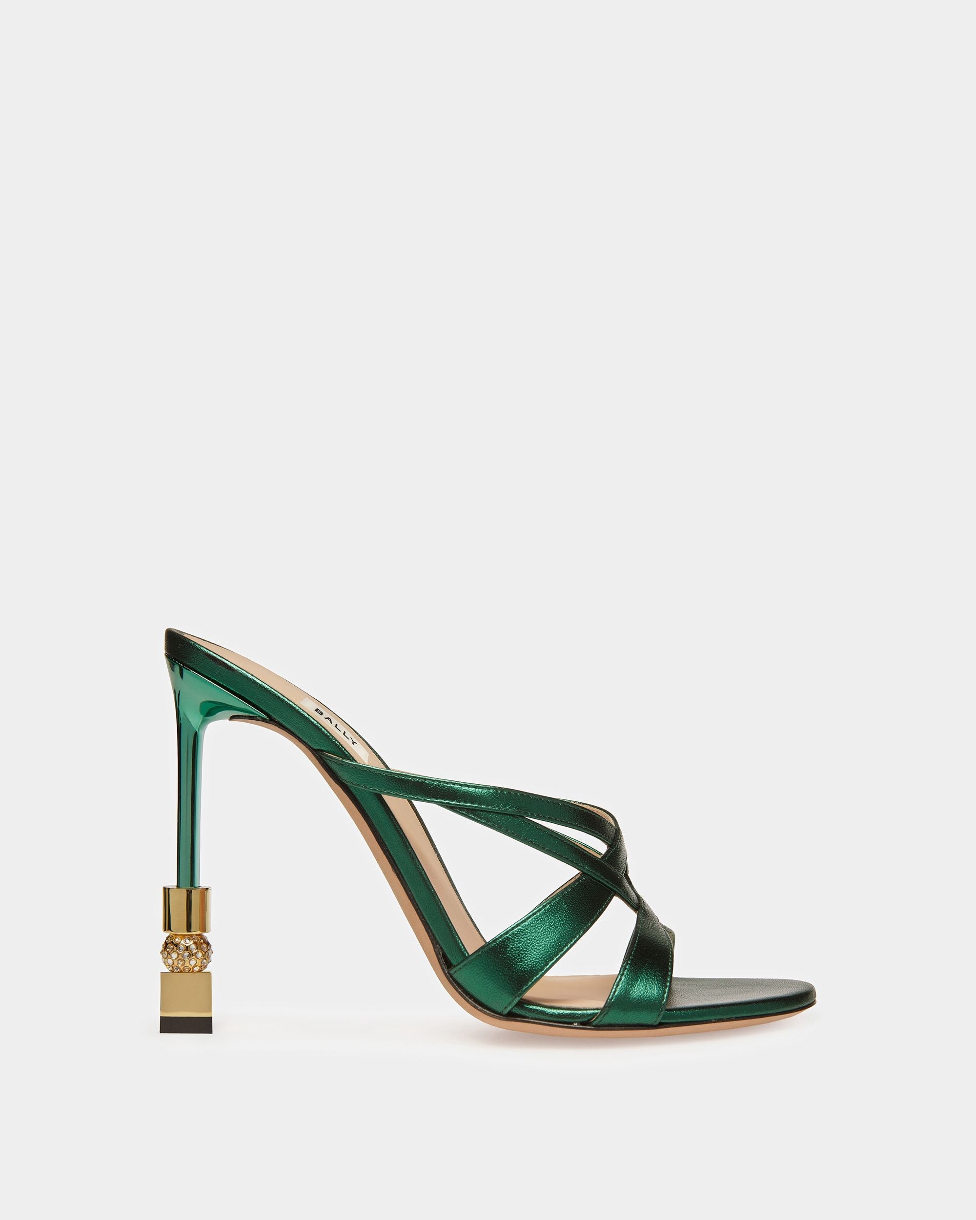 Bally Global - Sandalias Abiertas Block De Piel Metalizada - Verde