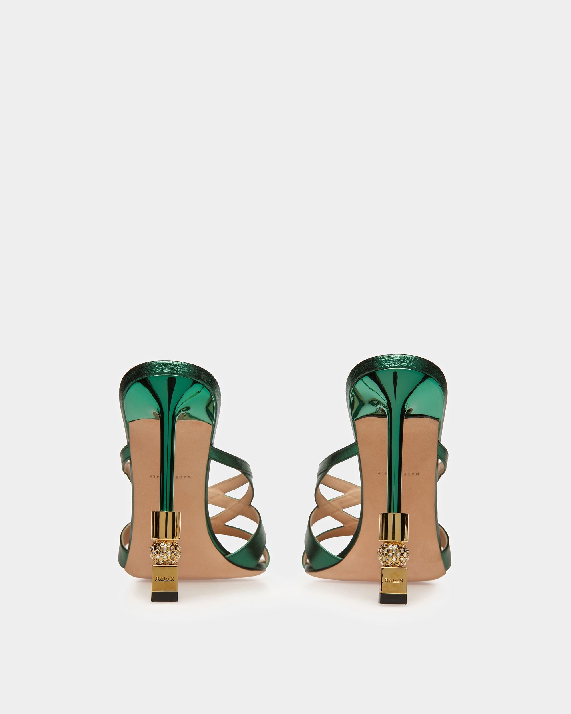 Bally Global - Sandalias Abiertas Block De Piel Metalizada - Verde