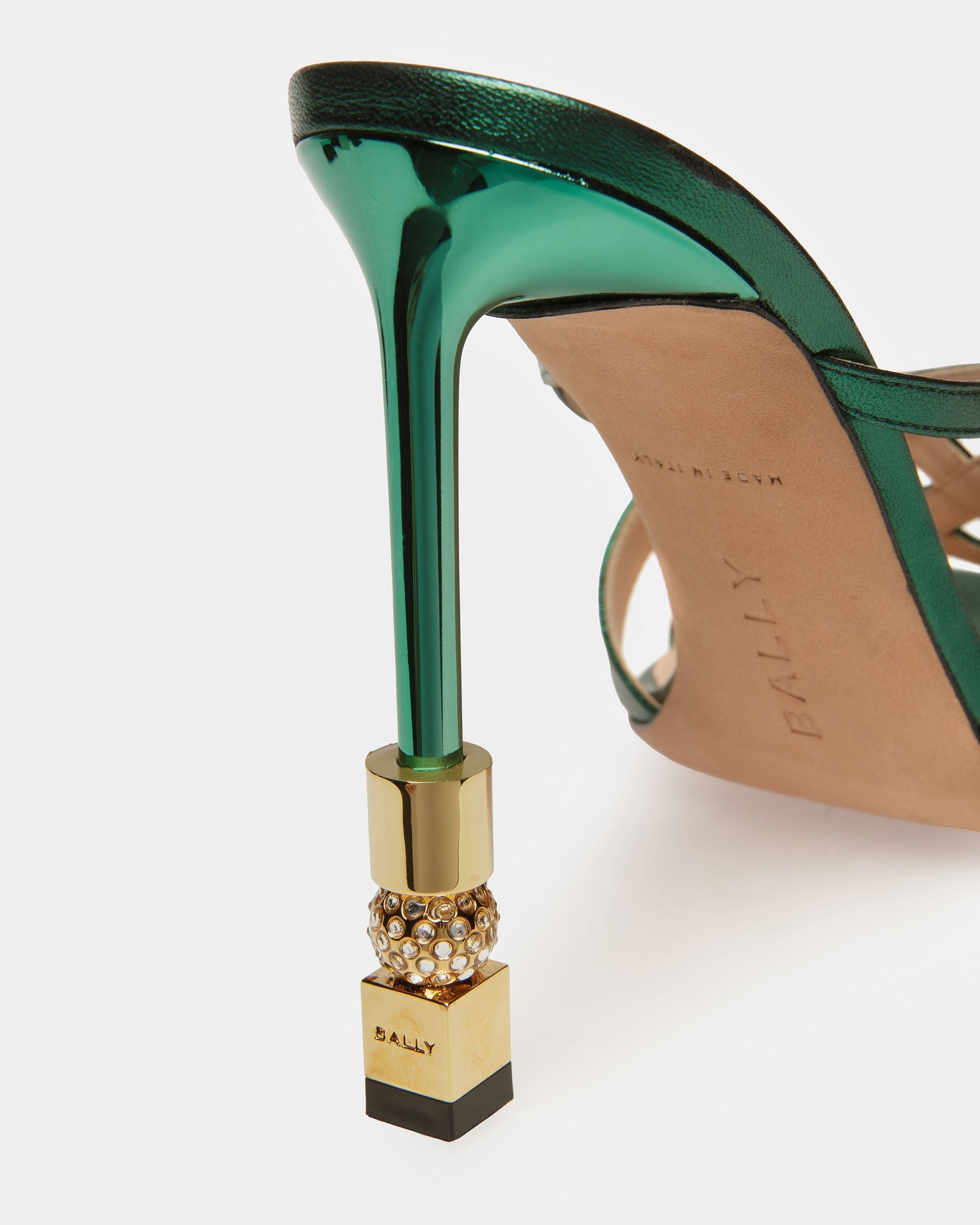 Bally Global - Sandalias Abiertas Block De Piel Metalizada - Verde