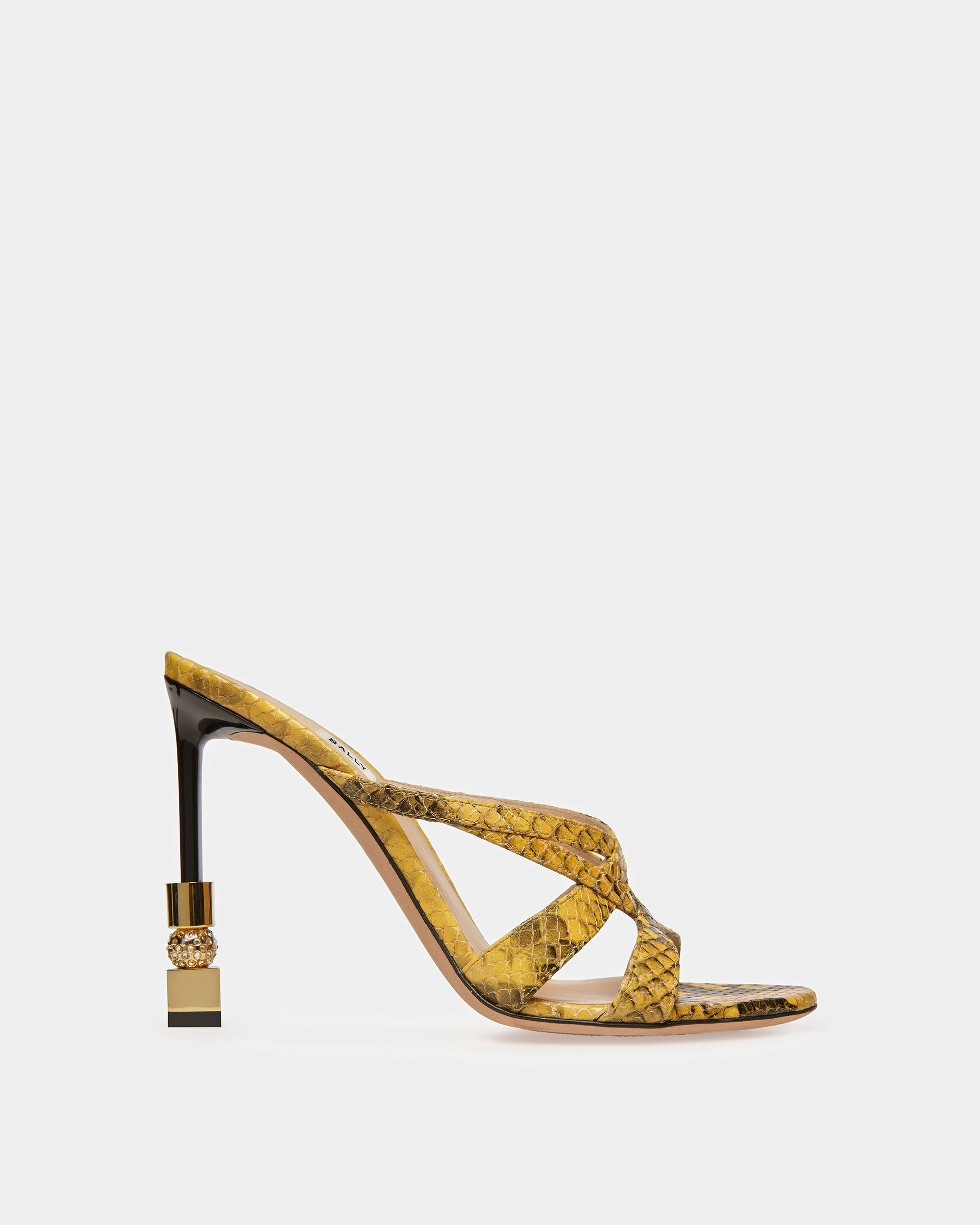 Bally Global - Sandalias Abiertas Block Con Estampado De Pitón - Amarillo