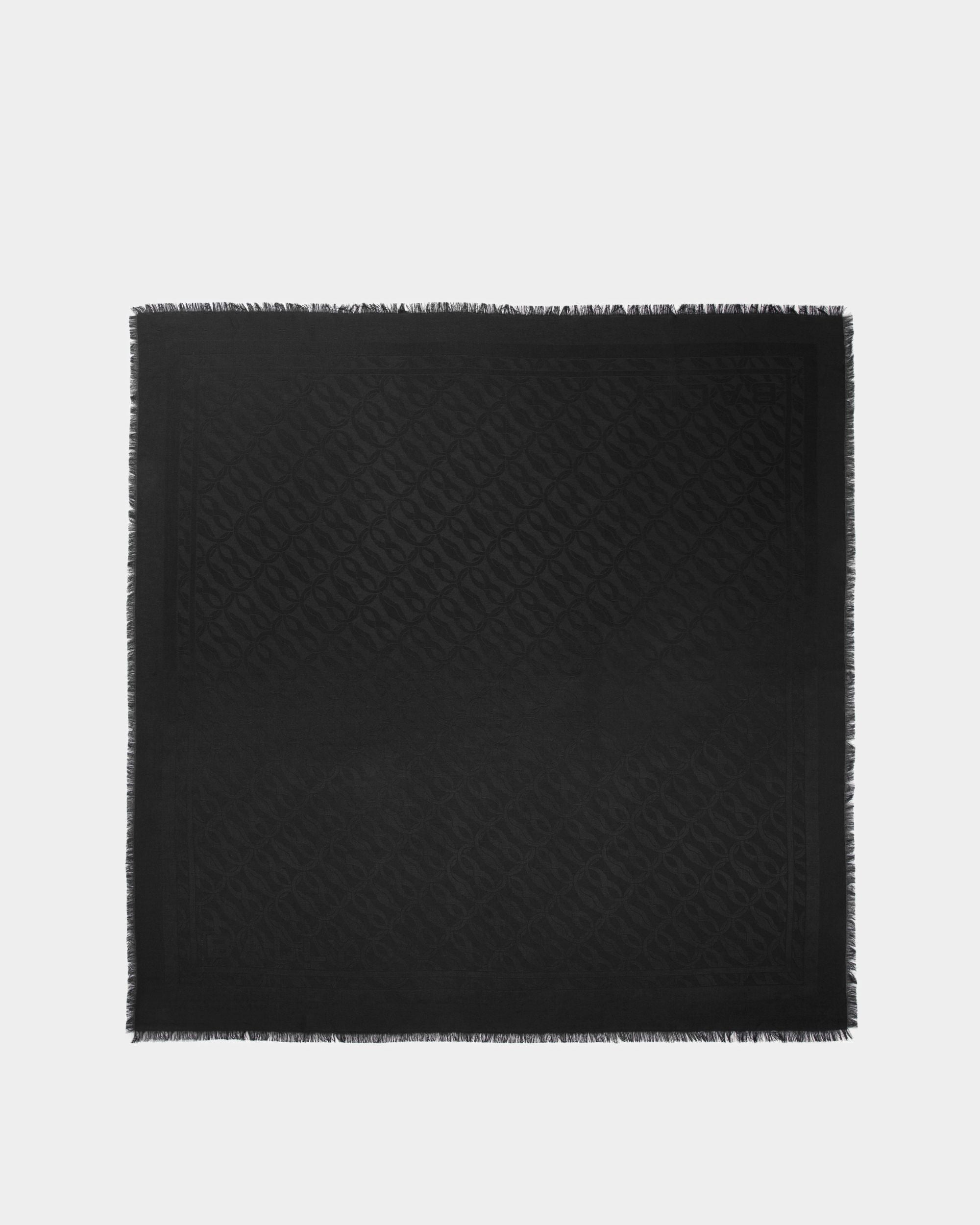 Bally Global - Pañuelo Cuadrado Estampado Emblem De Seda Negra - Negro