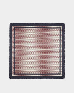 Foulard With Emblem Print In Navy Blue Silk