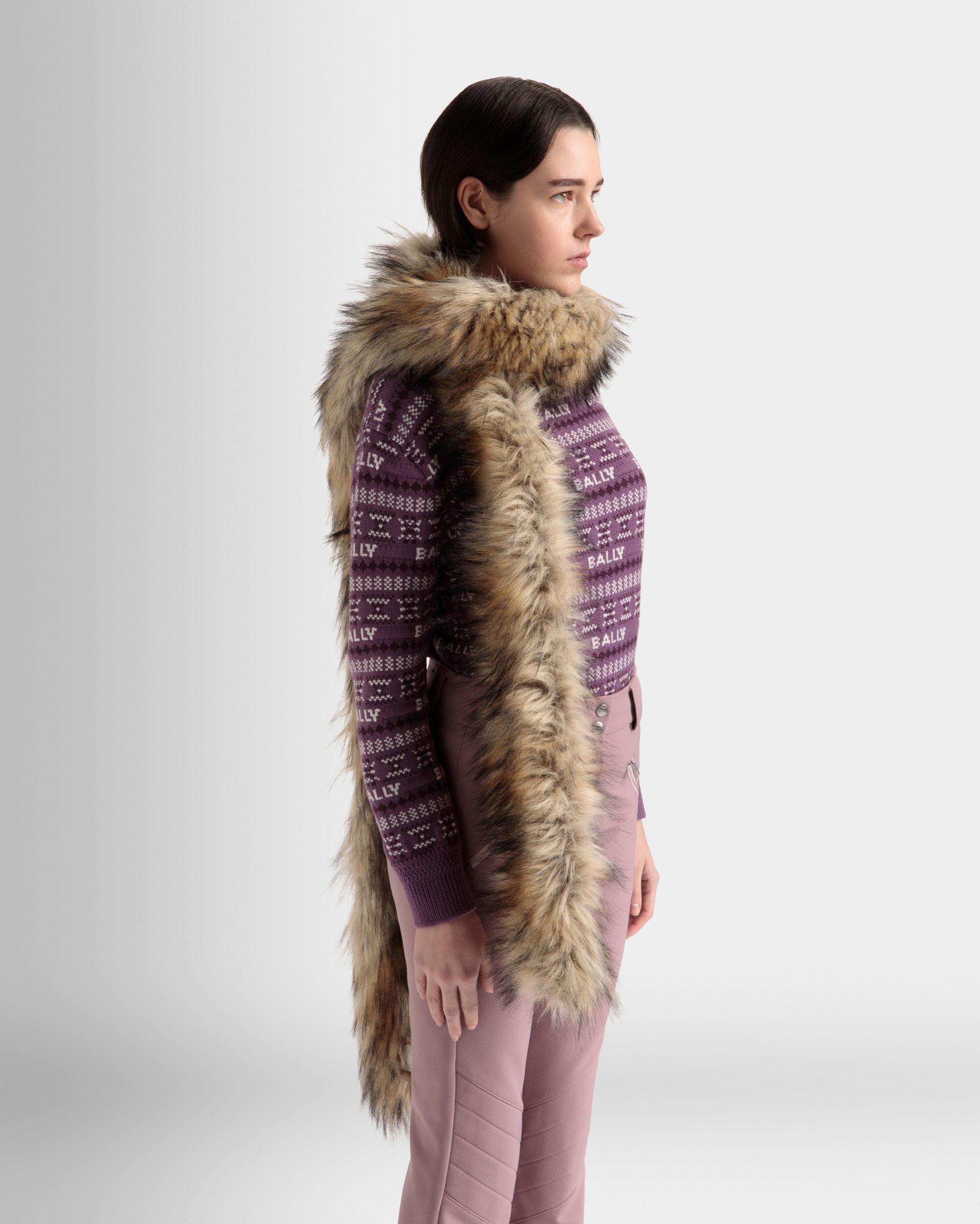 Bally Global - Scarf in Neutral Faux Fur - Brown