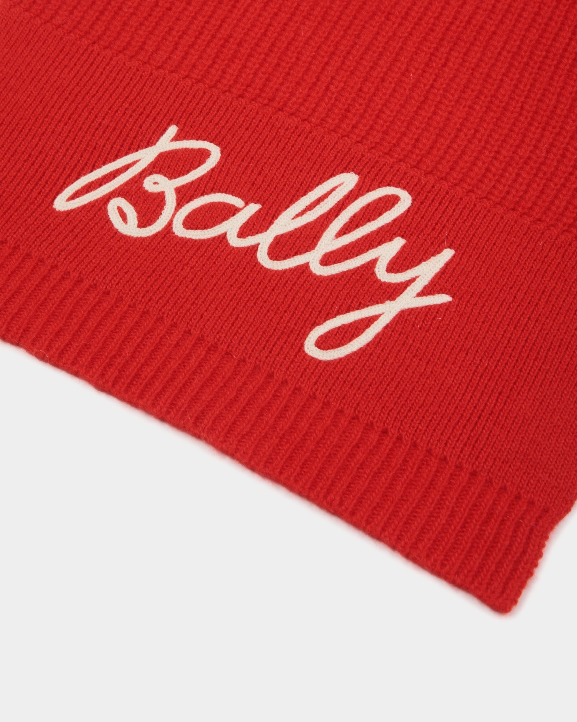 Bally Global - Scarf with Logo In Candy Red Wool - Red