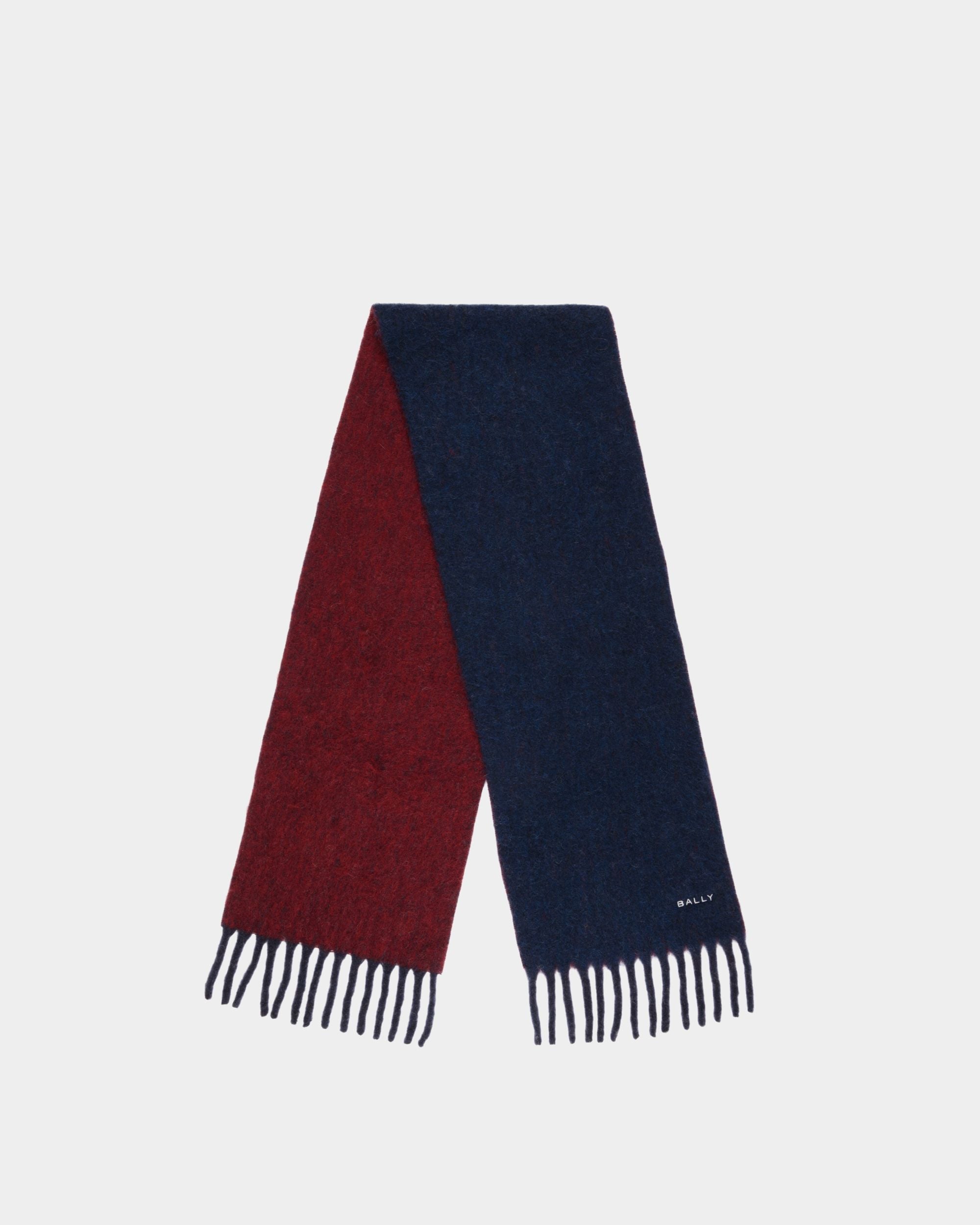Bally Global - Bufanda De Mezcla De Lana Navy Blue Y Candy Red - Multicolor