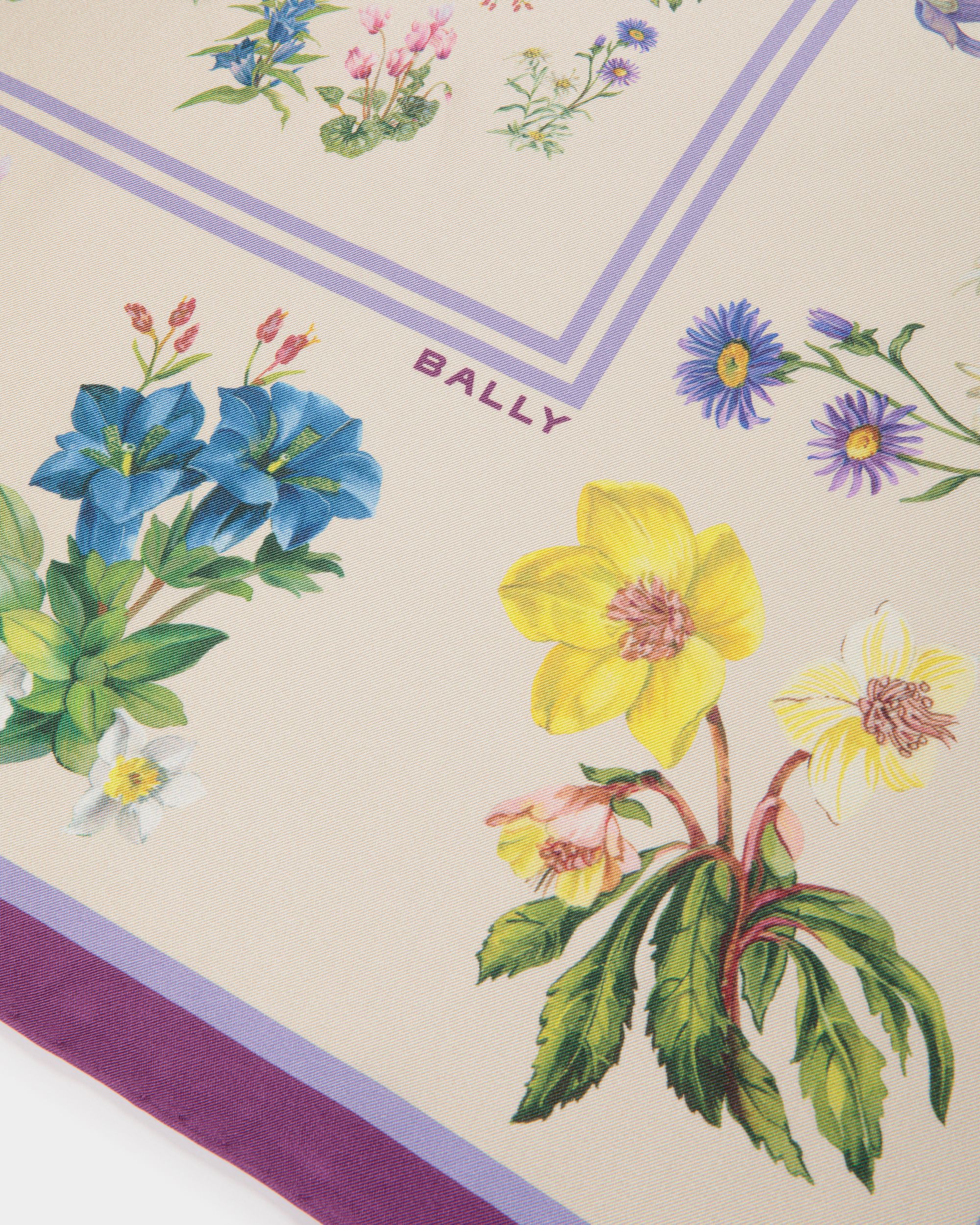 Bally Global - Foulard En Soie Imprimée Mountain Flower - Blanc
