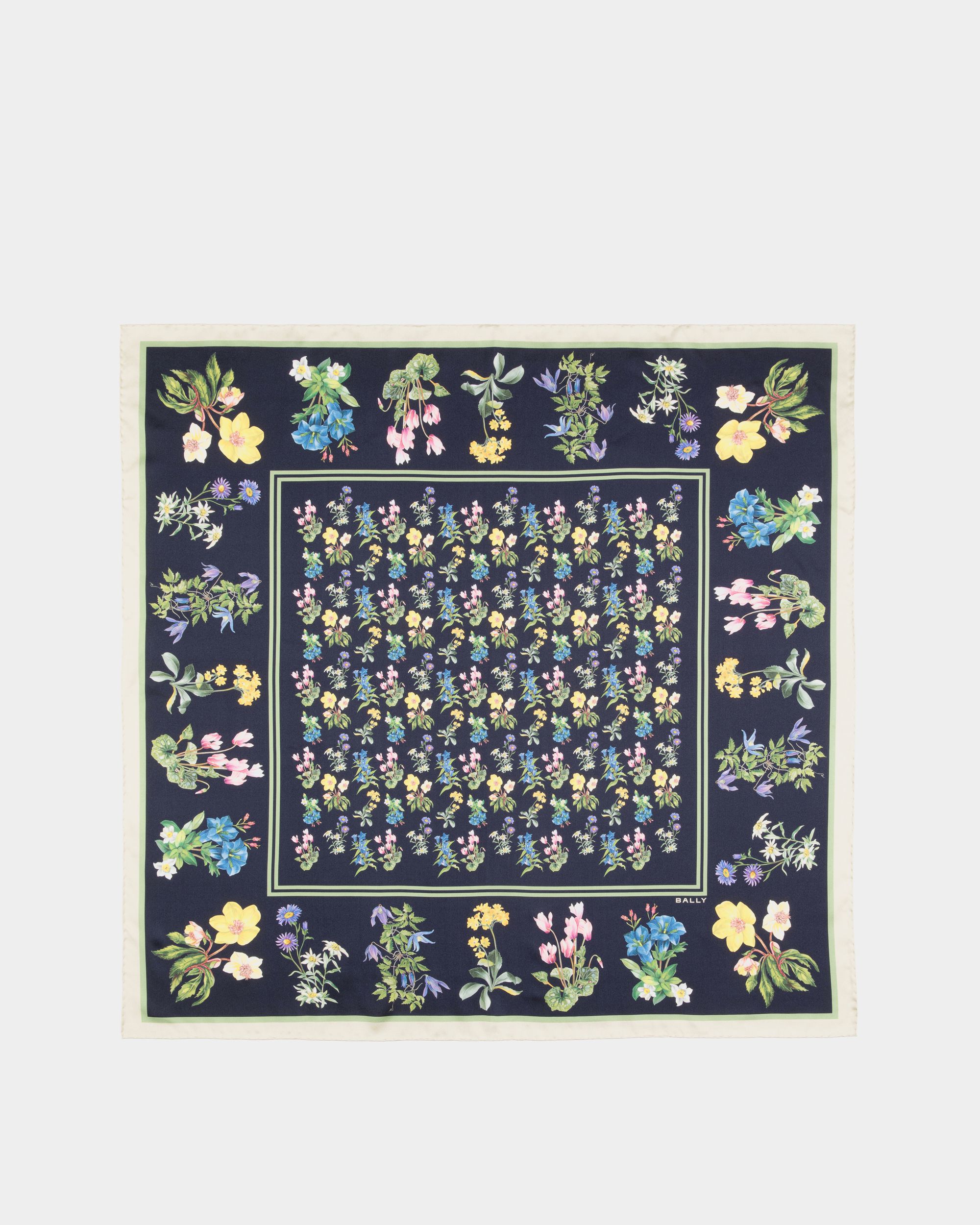 Bally Global - Foulard In Mountain Flower Print Silk - Blue