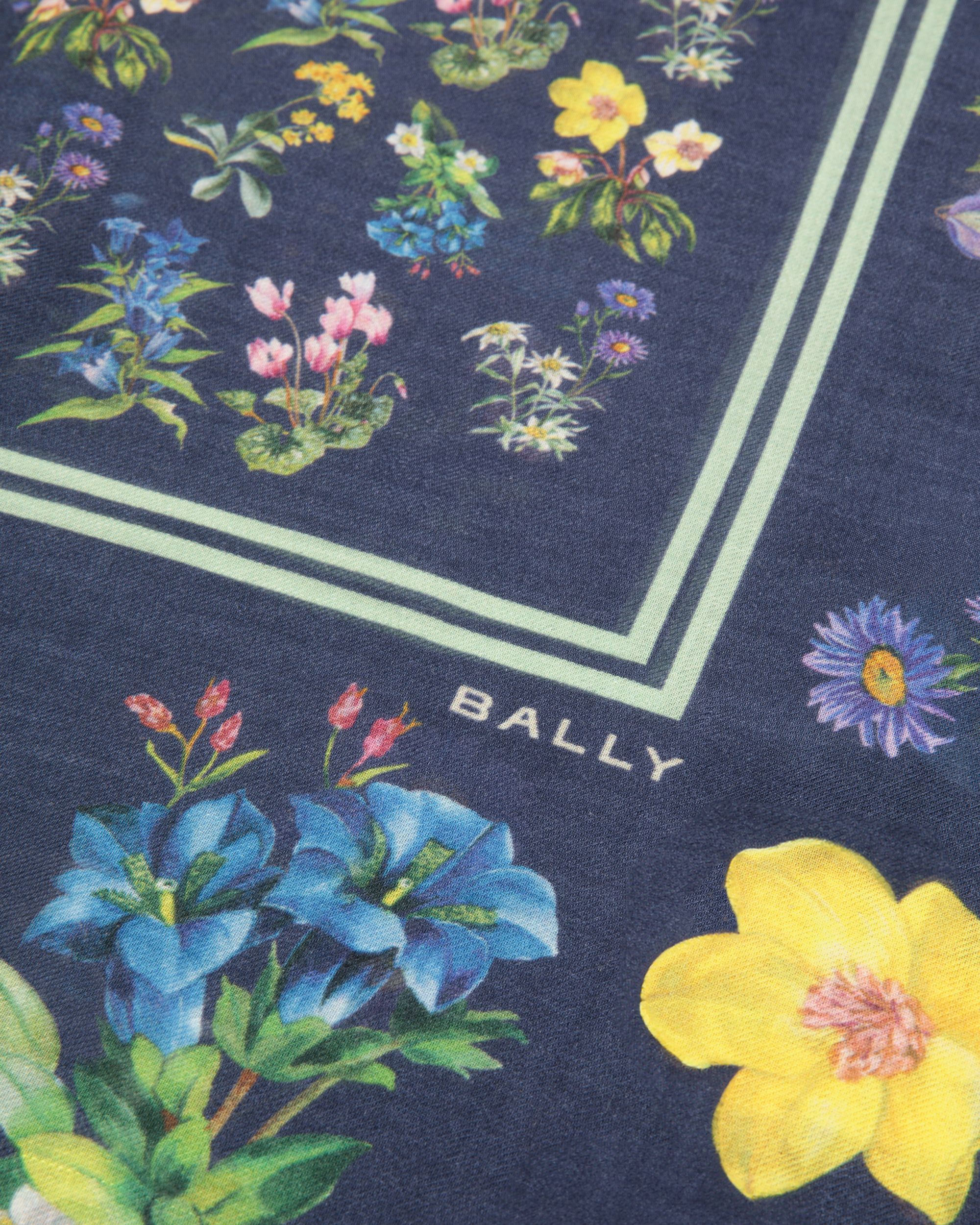 Bally Global - Bufanda De Modal Y Cachemira Con Estampado Mountain Flower - Azul