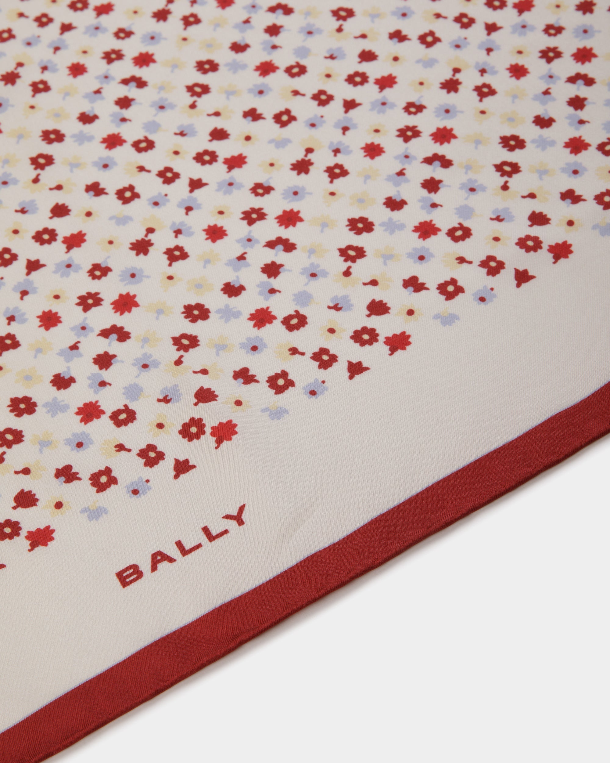 Bally Global - Silk Scarf with Microflowers in Ivory - White