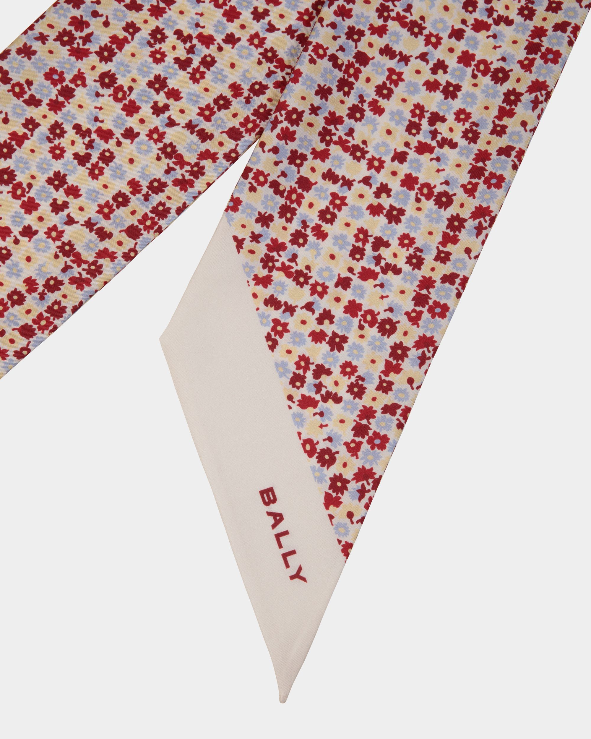 Bally Global - Pañuelo De Seda Marfil Con Estampado Microflower - Multicolor