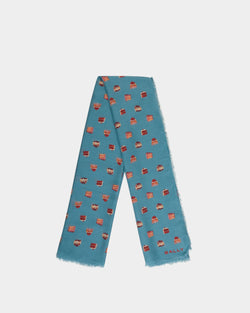 Bufanda De Modal Y Cachemira Medium Blue Con Estampado Bally Cake