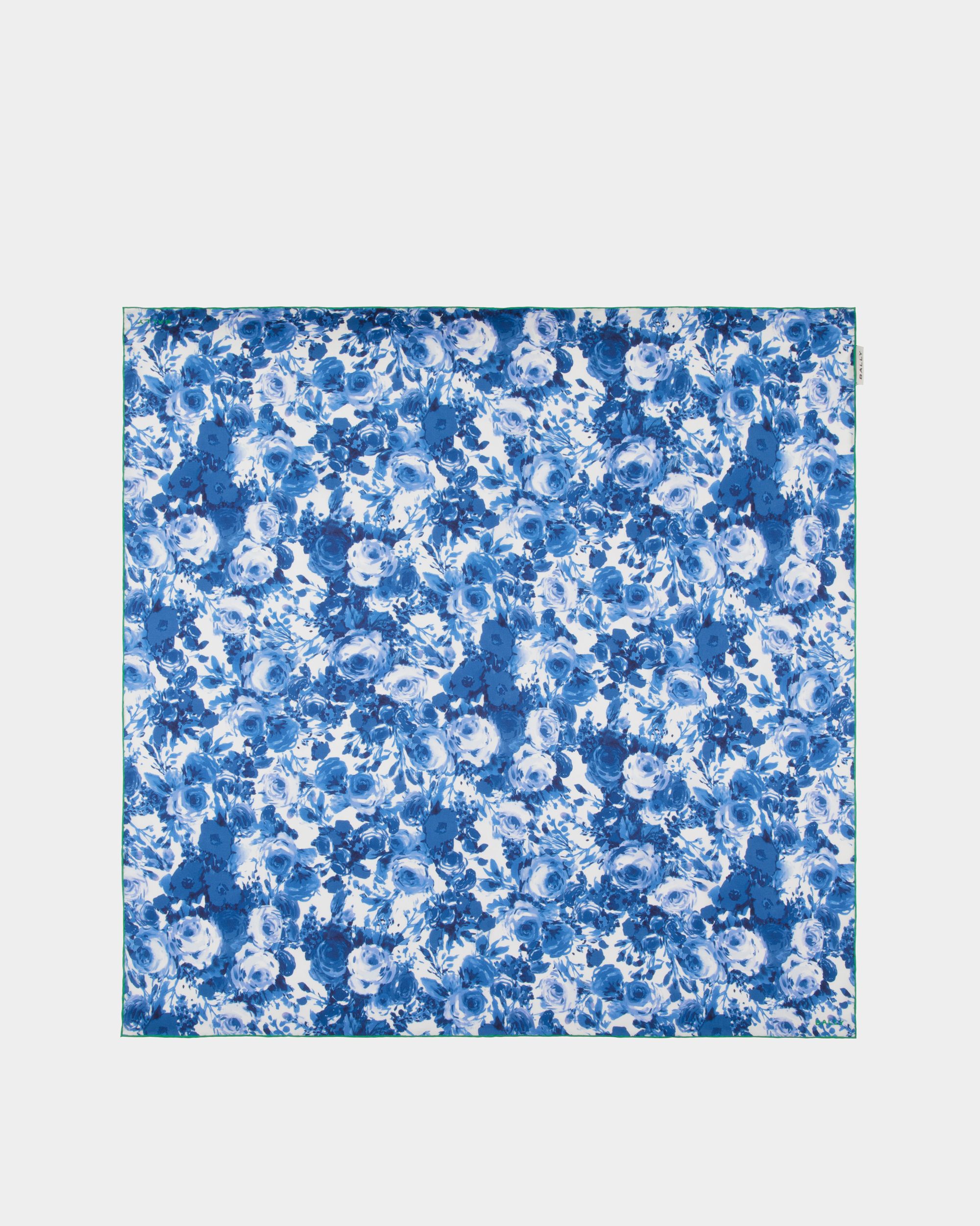 Bally Global - Silk Scarf with a Rosengarten Print in Blue - Blue