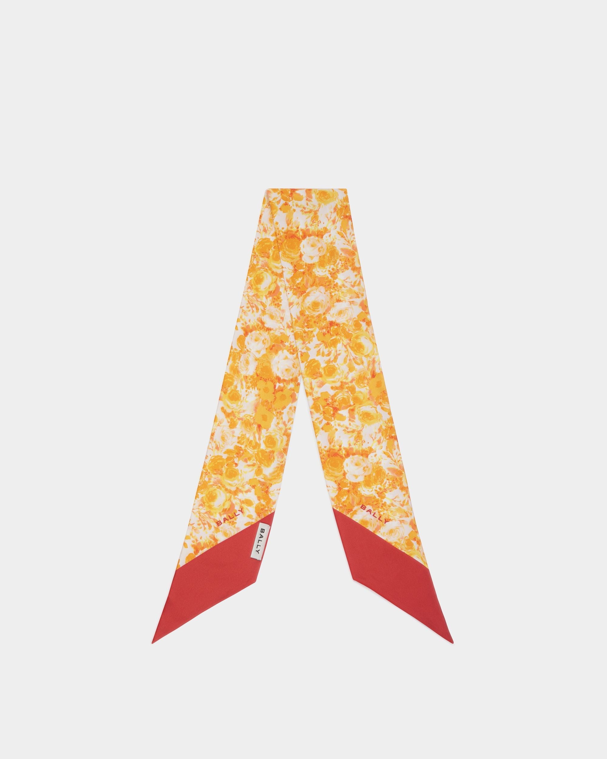 Bally Global - Neck Bow with a Rosengarten Print in Koi Orange Silk - Orange