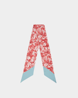 Neck Bow with a Rosengarten Print in Red Silk
