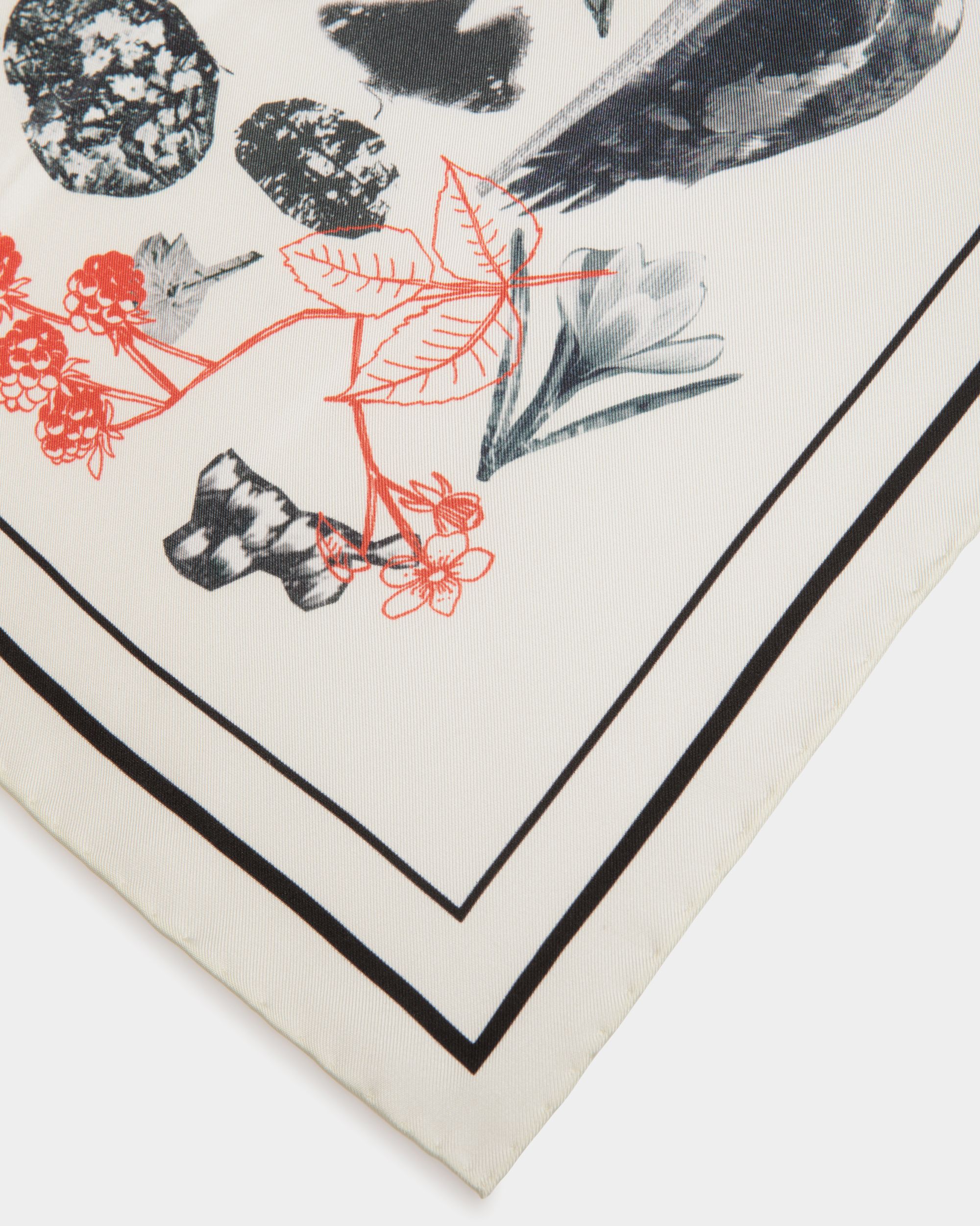 Bally Global - Silk Scarf with a Bally Collage Print in Ivory - White