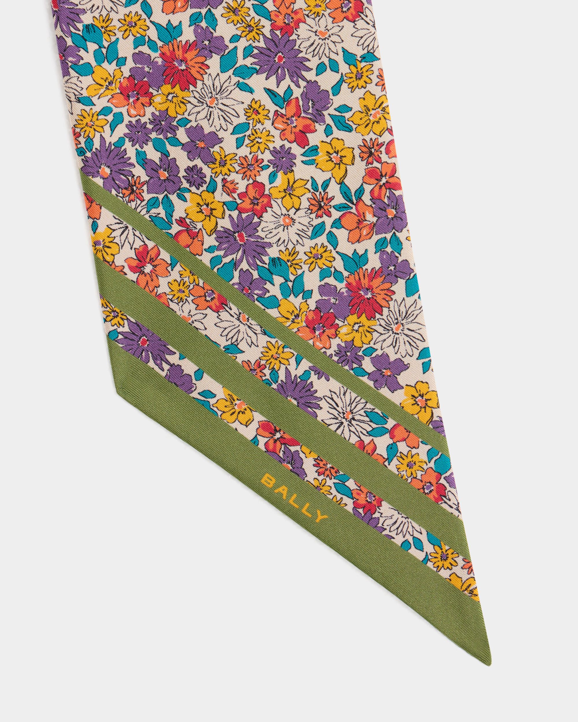 Bally Global - Neck Bow With a Floral Print in Beige Silk - Beige