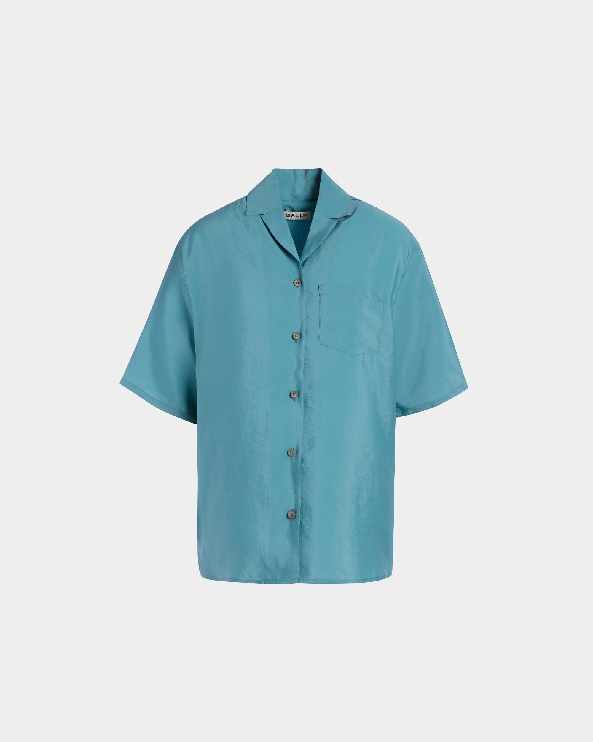 Bally Global - Shirt in Medium Blue Satin - Blue