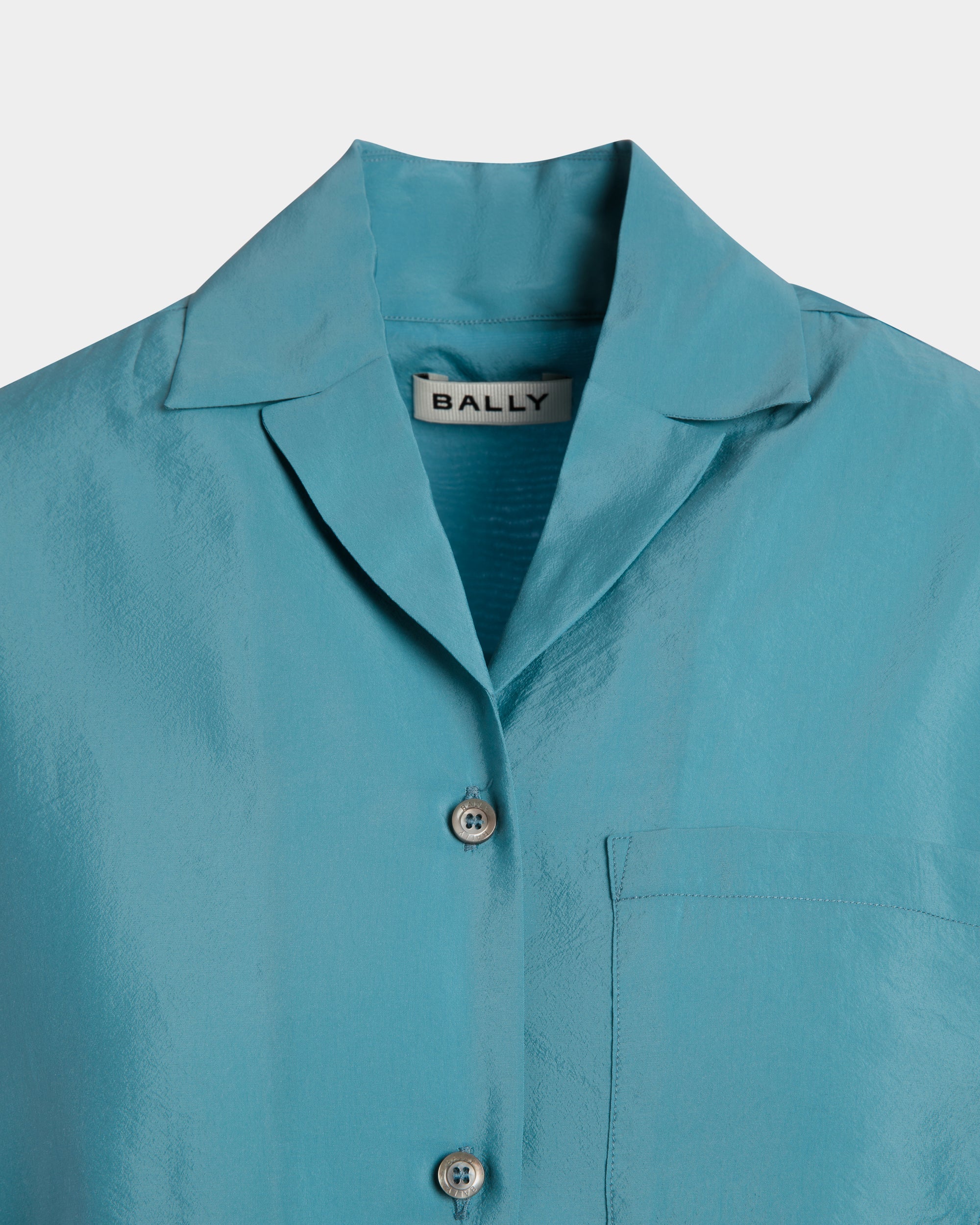 Bally Global - Camisa De Satén Medium Blue - Azul