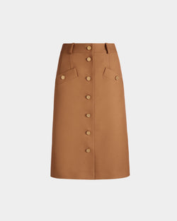 Brown Midi Skirt in a Wool Blend