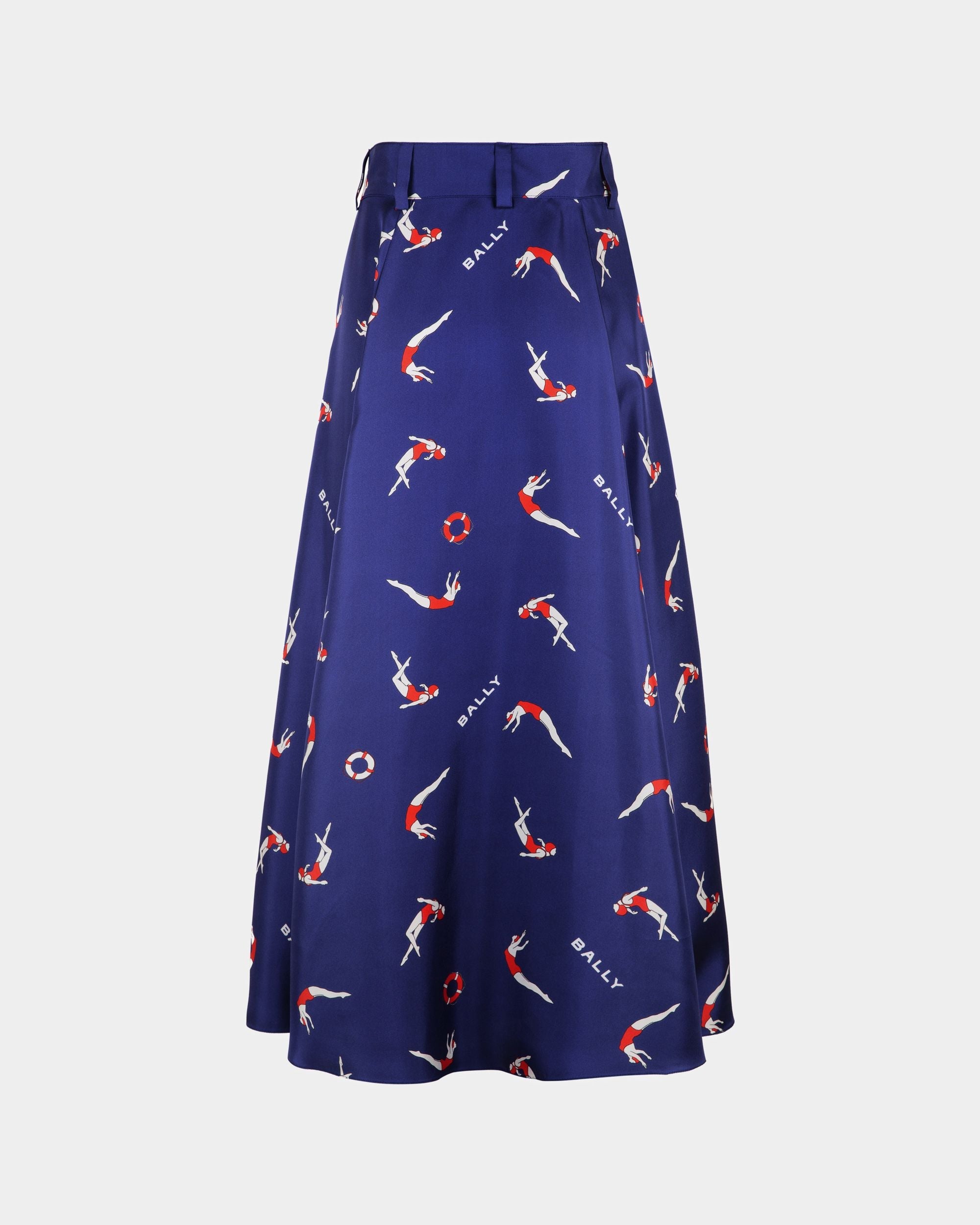 Bally Global - Jupe Midi En Soie Imprimée - Bleu