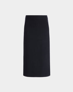 Midi Skirt In Navy Blue Wool