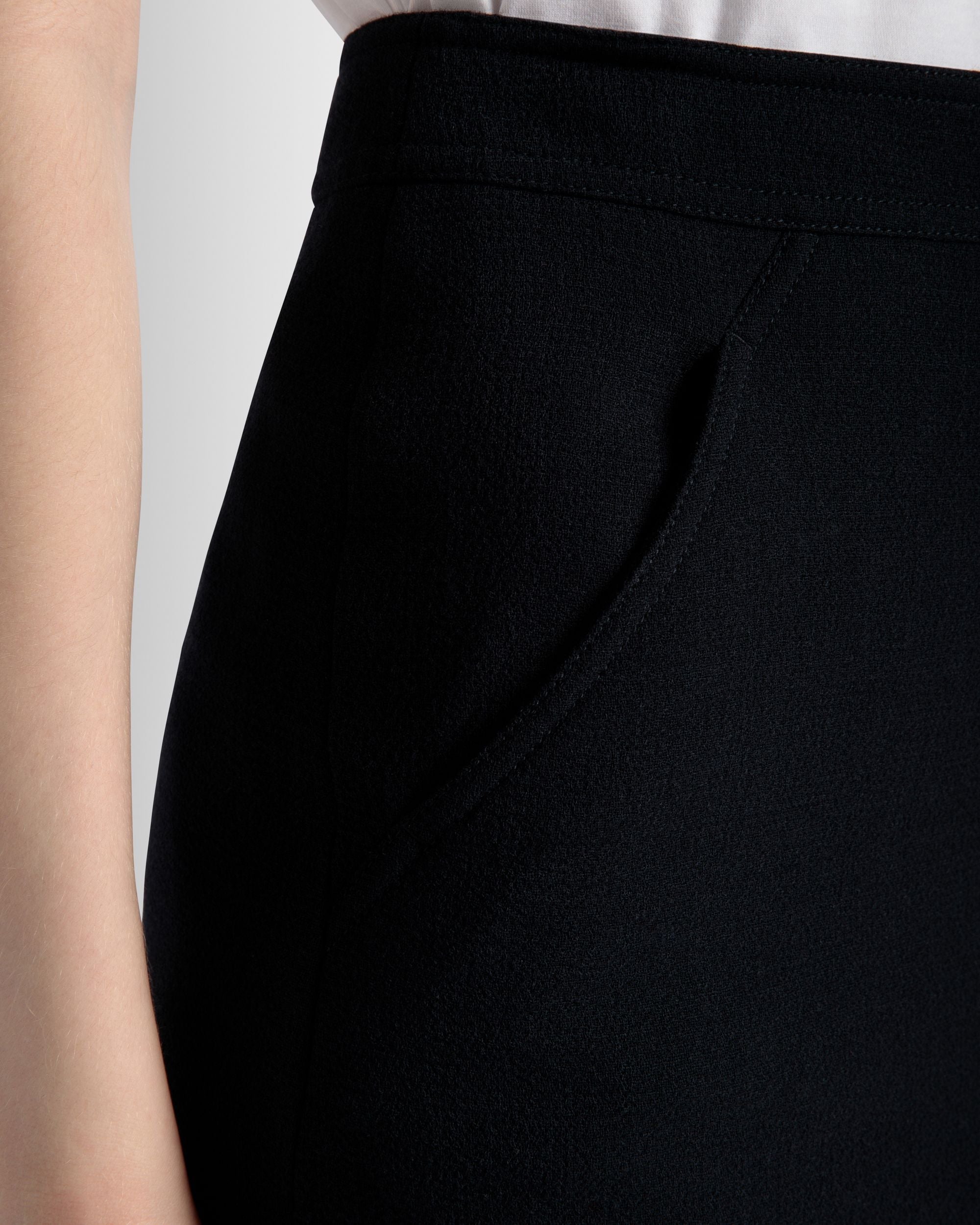 Bally Global - Midi Skirt In Navy Blue Wool - Blue