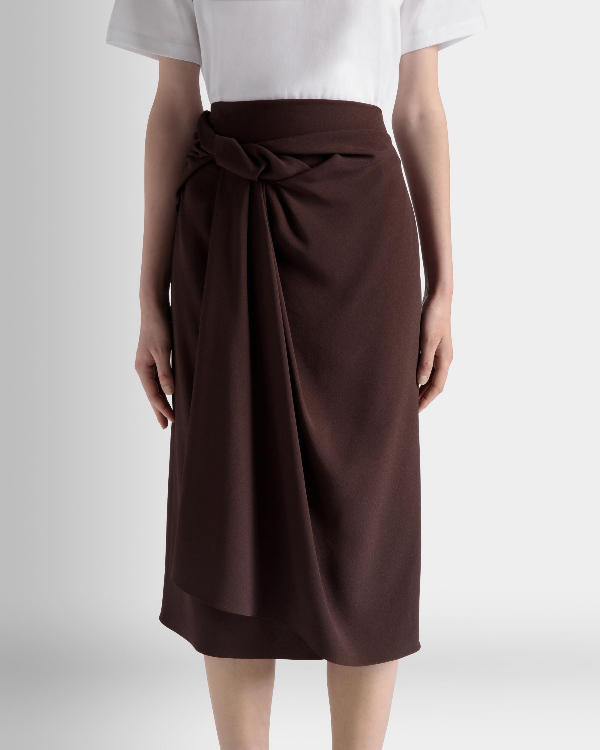 Bally Global - Midi Skirt In Ebano Viscose Blend - Brown