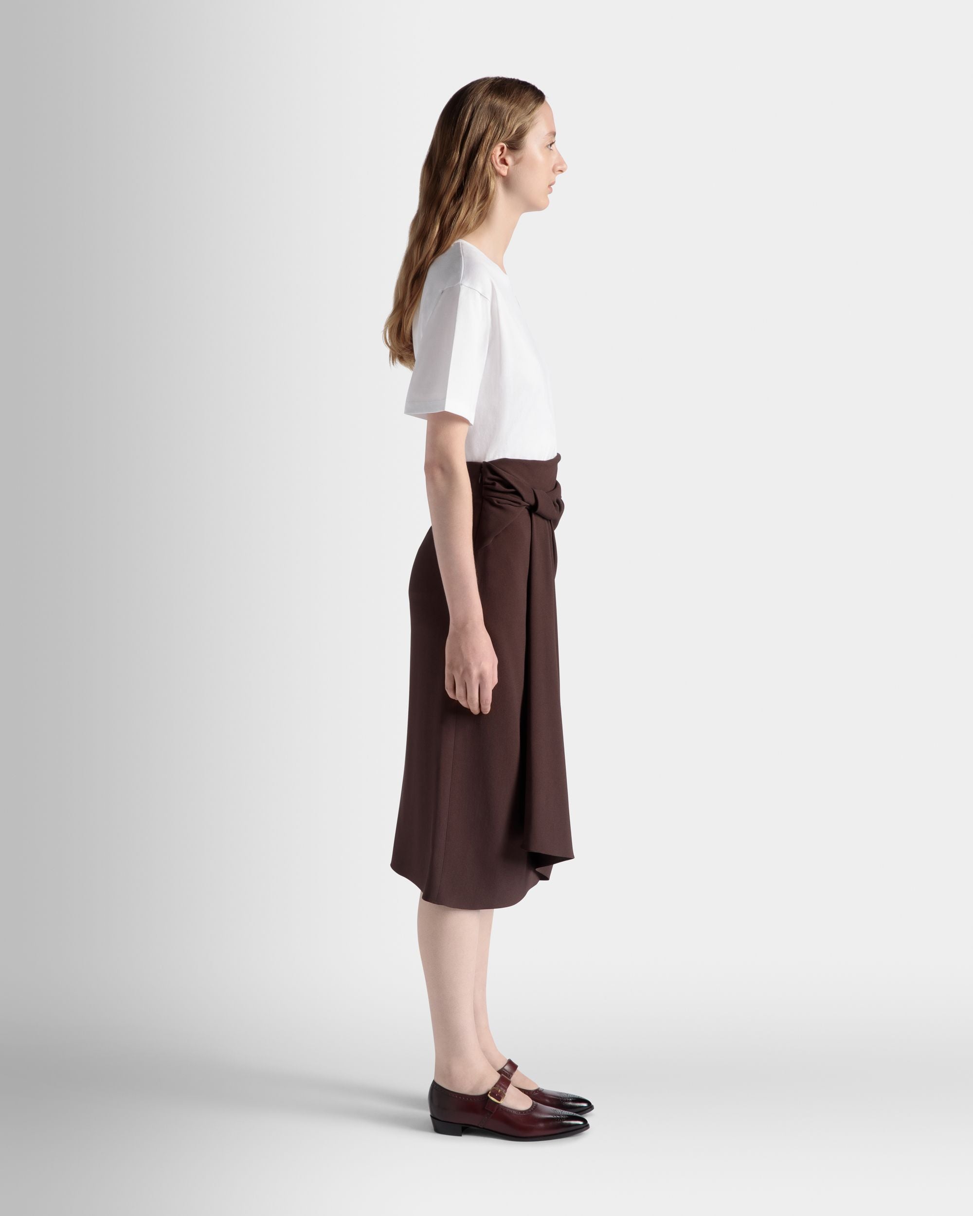 Bally Global - Midi Skirt In Ebano Viscose Blend - Brown