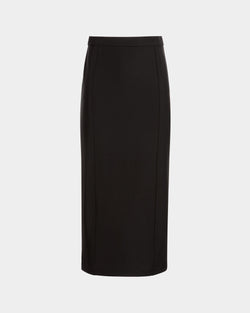 Midi Skirt in Black Nylon Gabardine