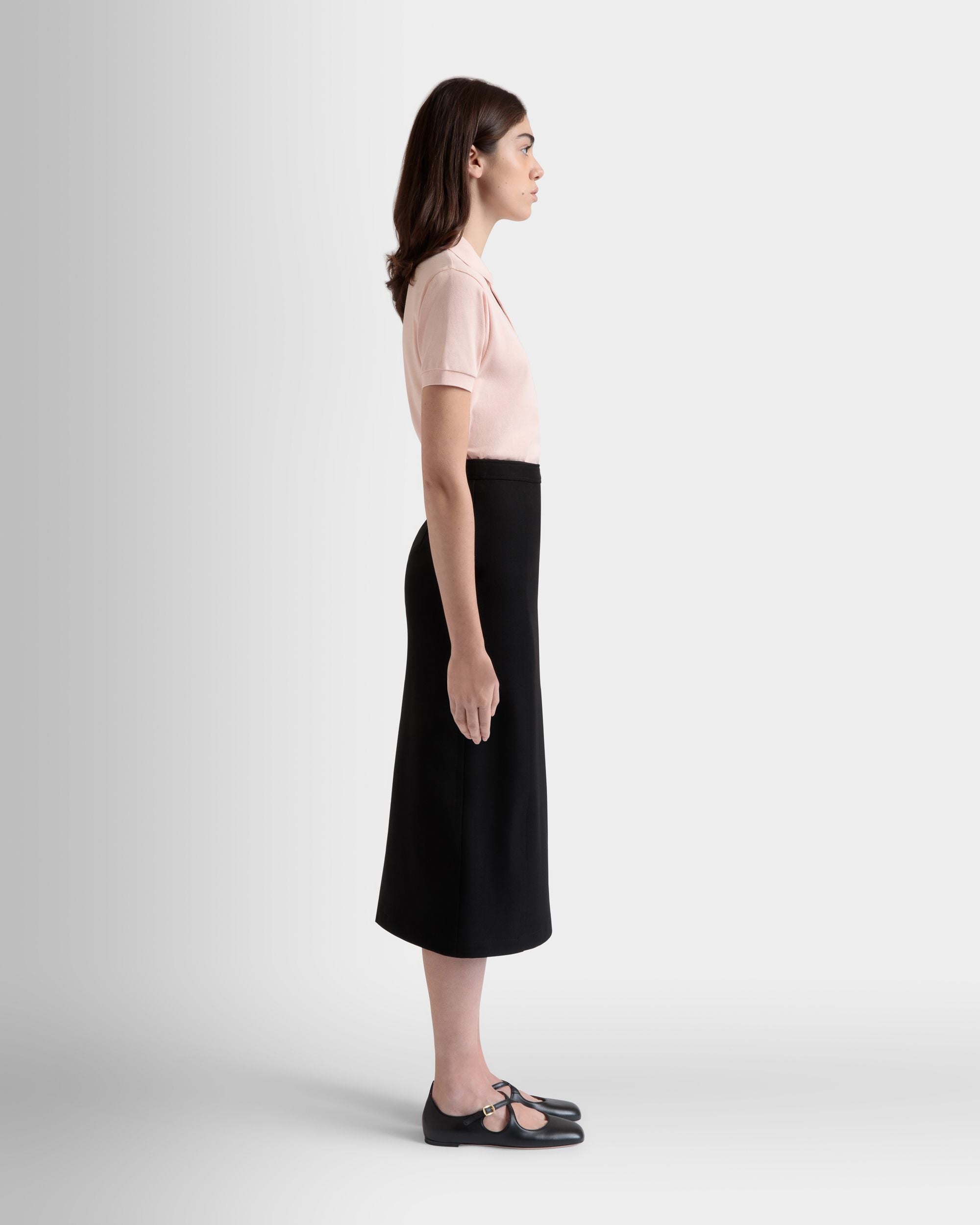 Bally Global - Midi Skirt in Black Nylon Gabardine - Black