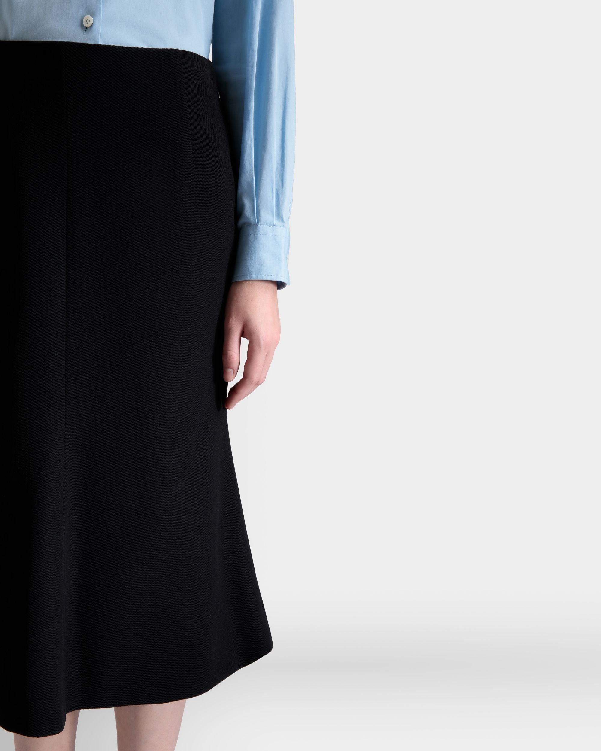 Bally Global - Midi Skirt In Black Wool Blend - Black