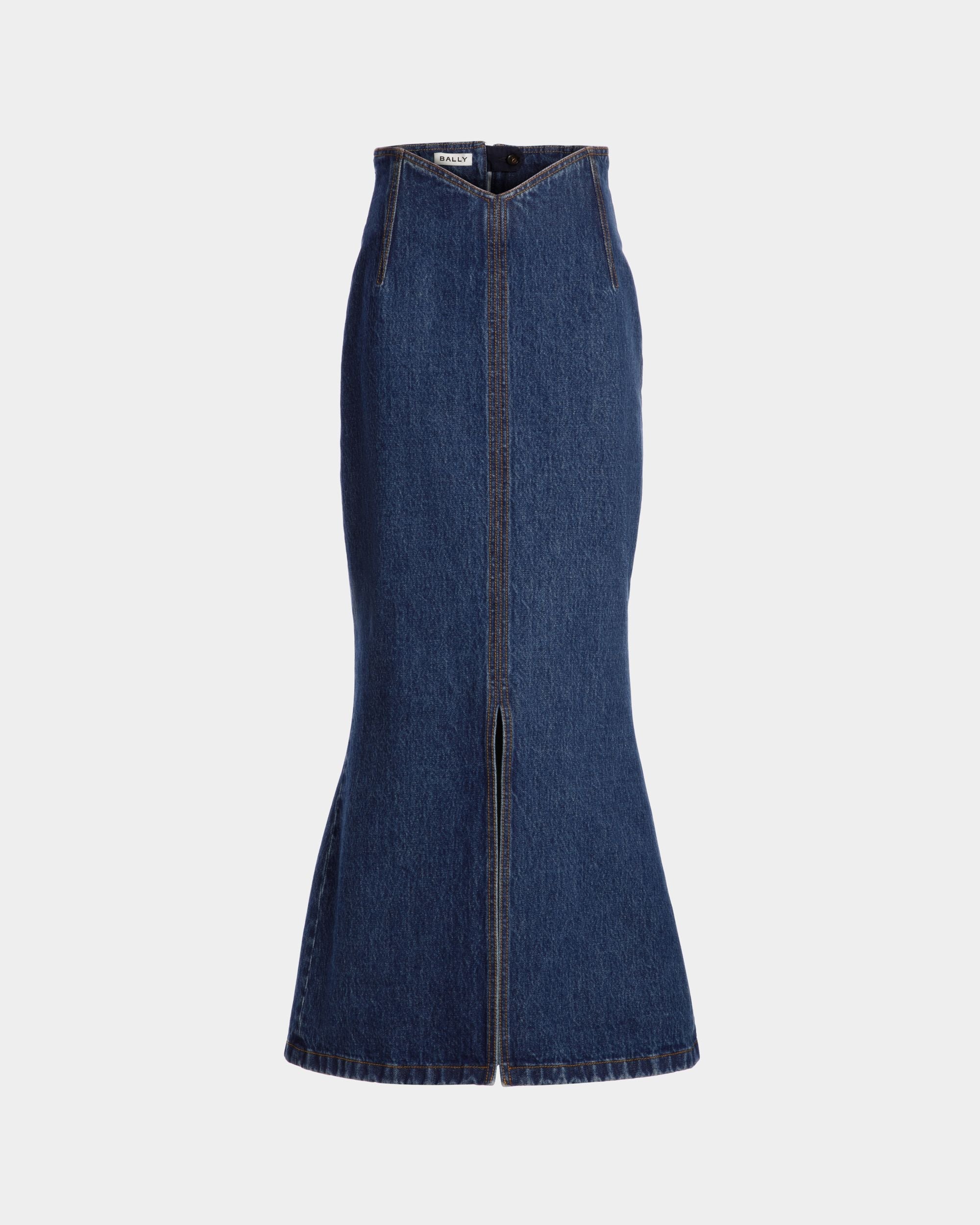 Bally Global - Falda Larga De Algodón Medium Blue - Azul