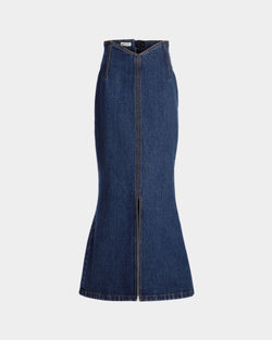 Long Skirt In Medium Blue Cotton
