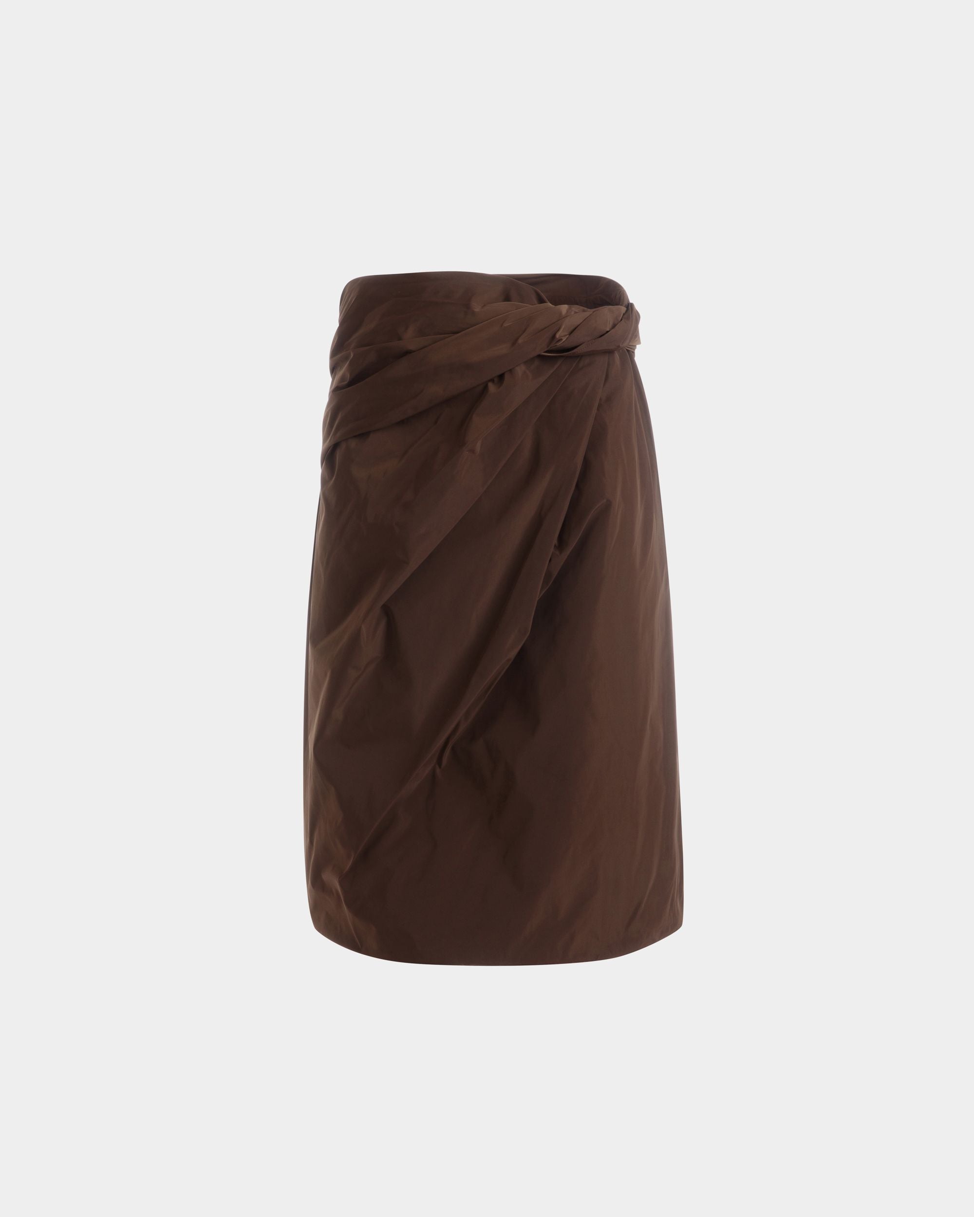 Bally Global - Draped Midi Skirt in Brown Technical Duchesse - Brown