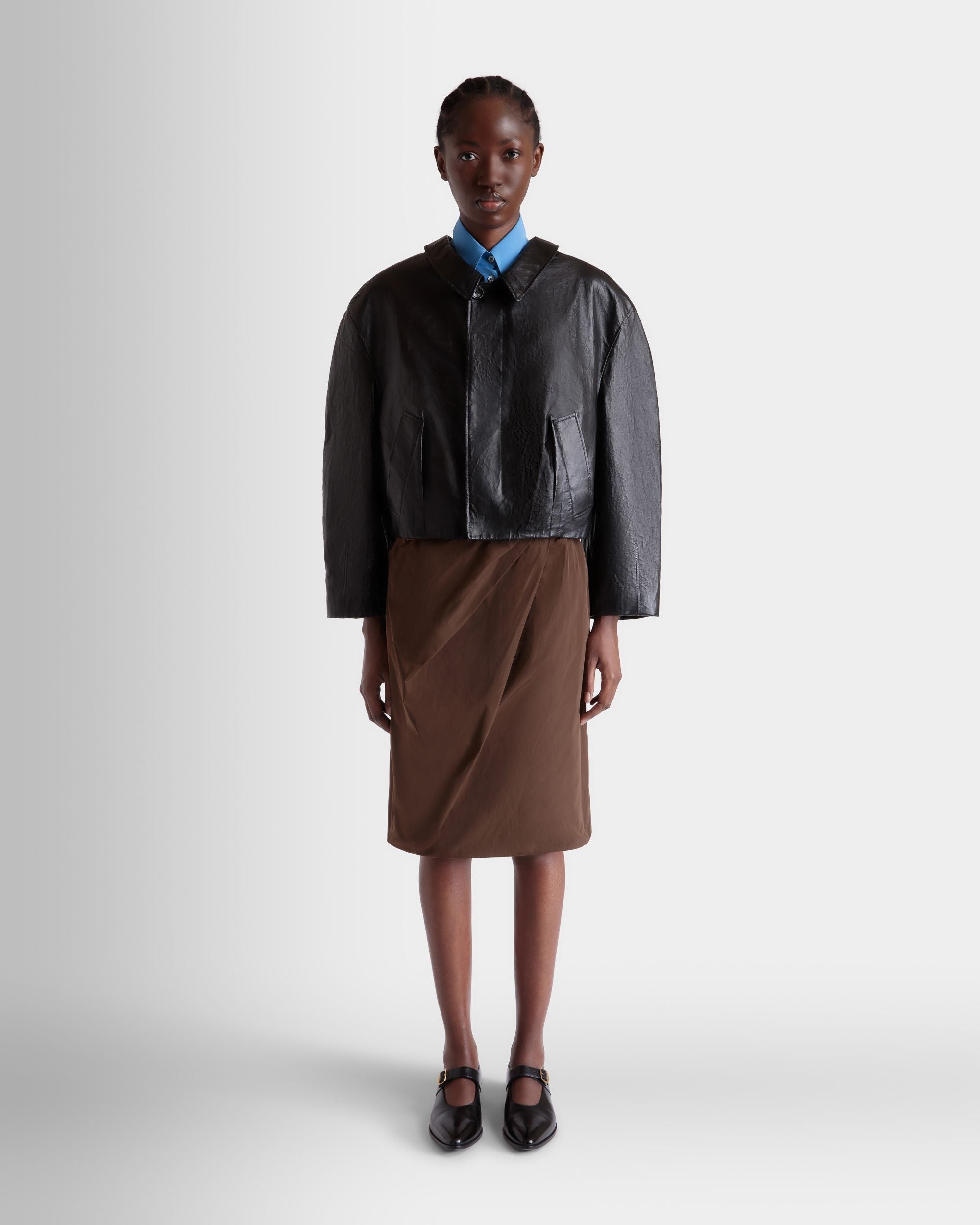 Bally Global - Draped Midi Skirt in Brown Technical Duchesse - Brown