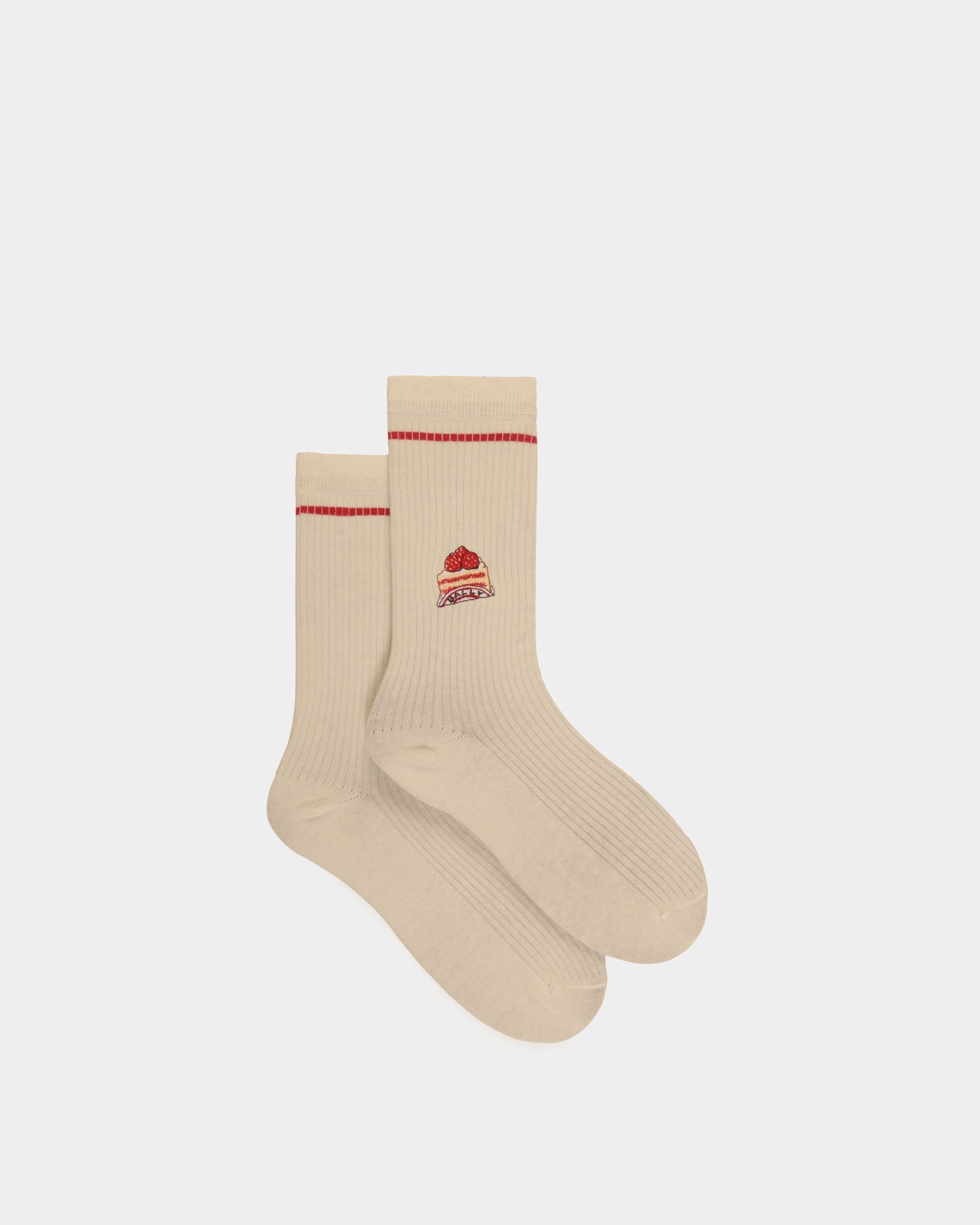 Bally Global - Socks With a Bally Cake in Ivory Cotton Blend - Blanco