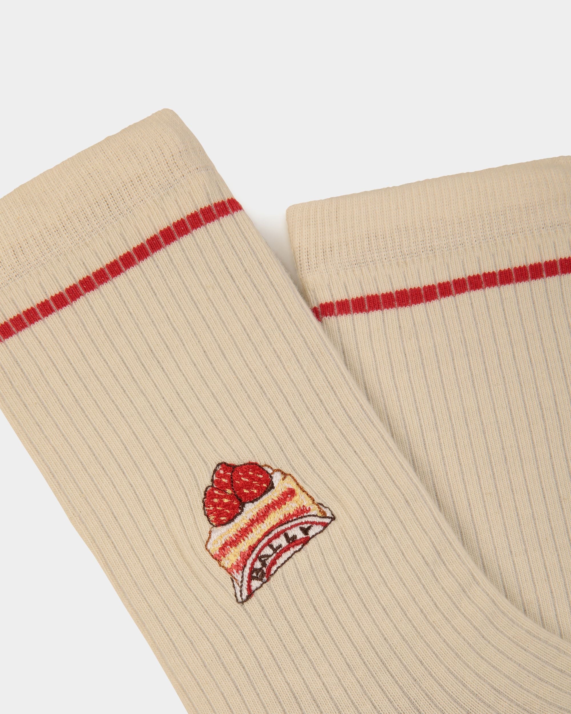 Bally Global - Socks With a Bally Cake in Ivory Cotton Blend - Blanco
